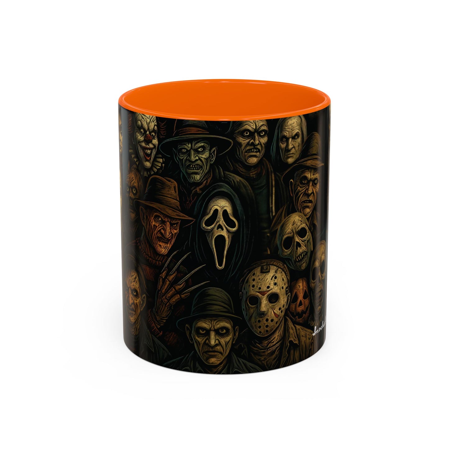 Horror Villain Collage Mug – 15oz & 11oz Ceramic Coffee Mug – Slasher Icons Halloween Gift – Goth Horrorcore Kitchen Decor