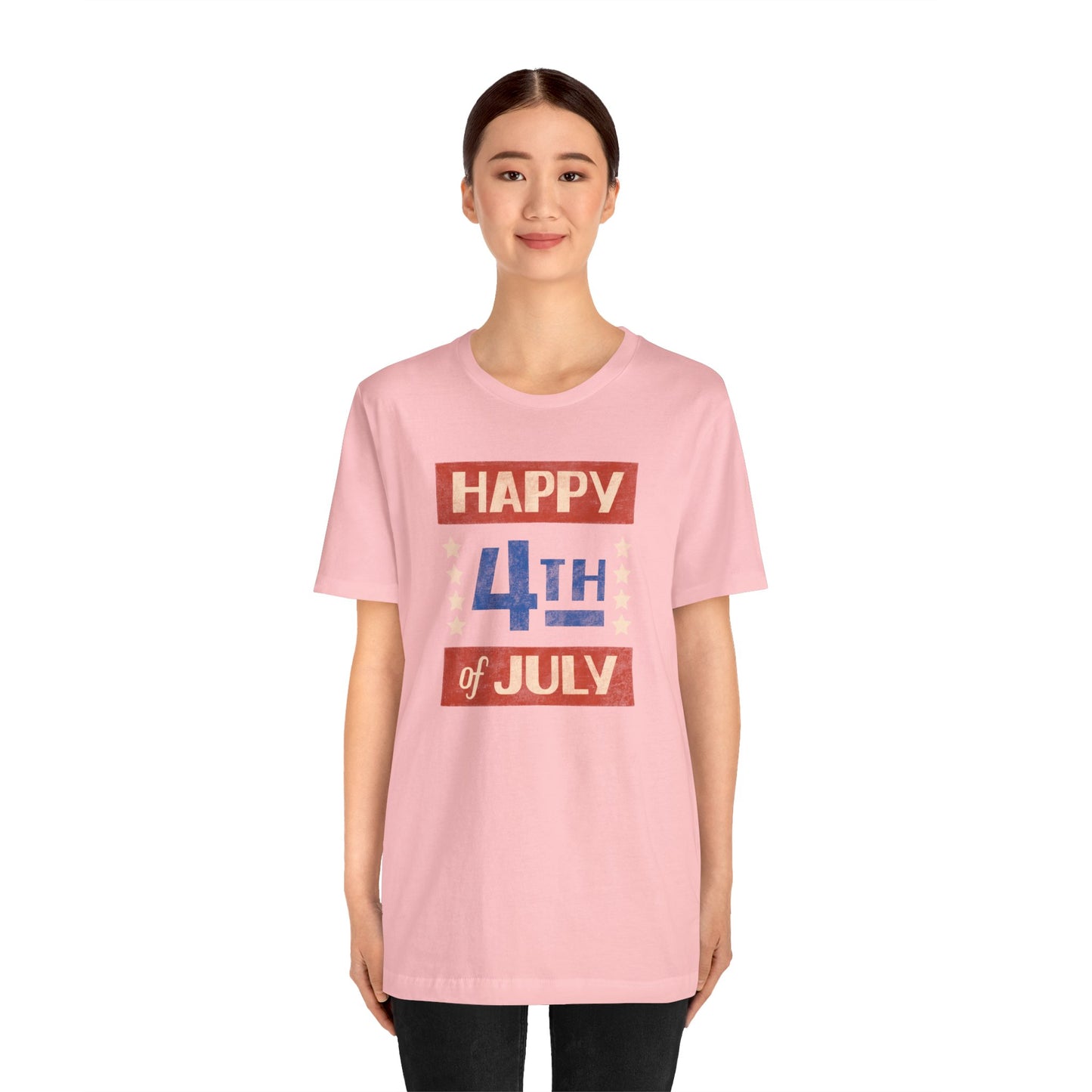 Happy 4th / Land of the Free Tee – Dual-Sided Print – Unisex Bella + Canvas Jersey T-Shirt