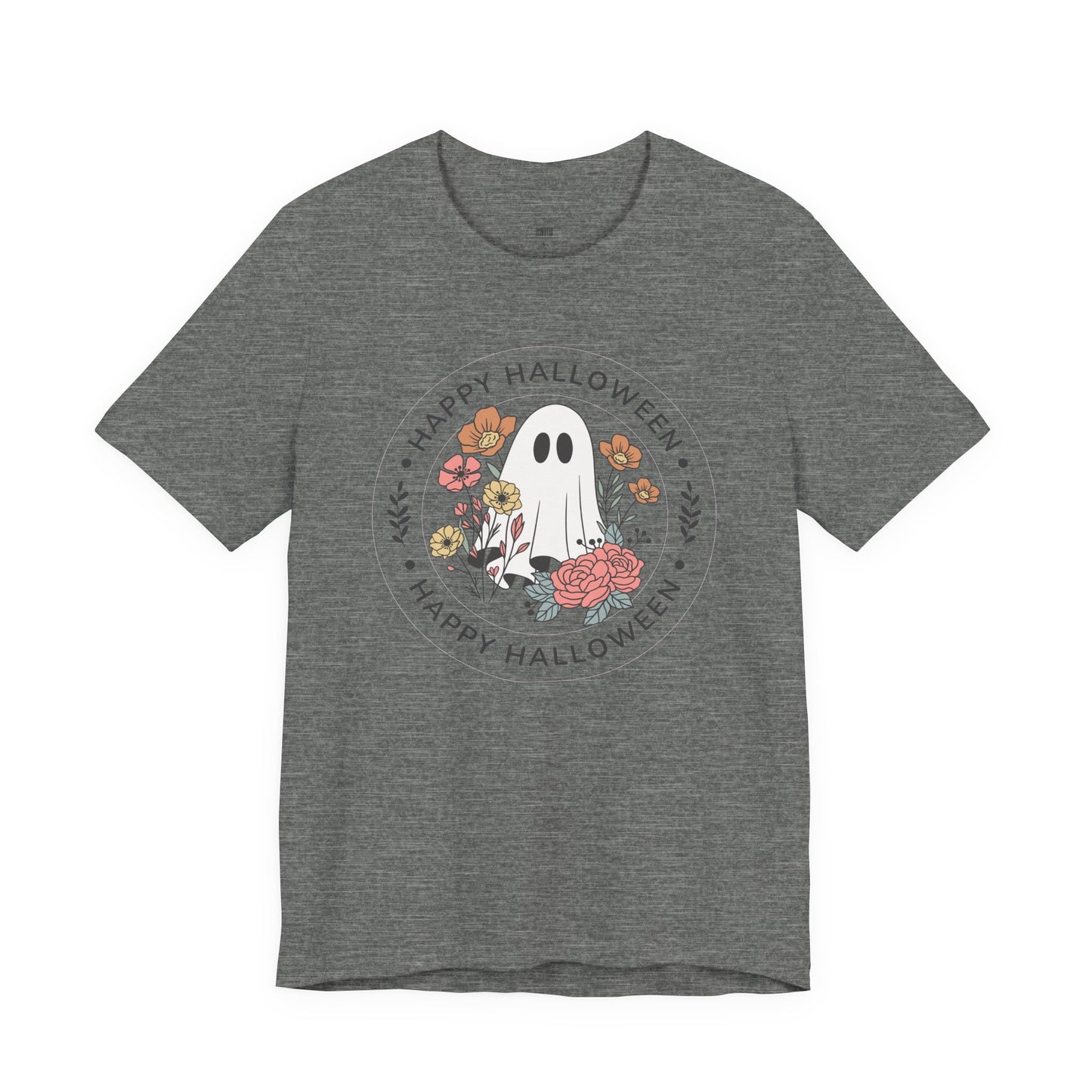 Happy Halloween Floral Ghost Tee – Bella+Canvas 3001