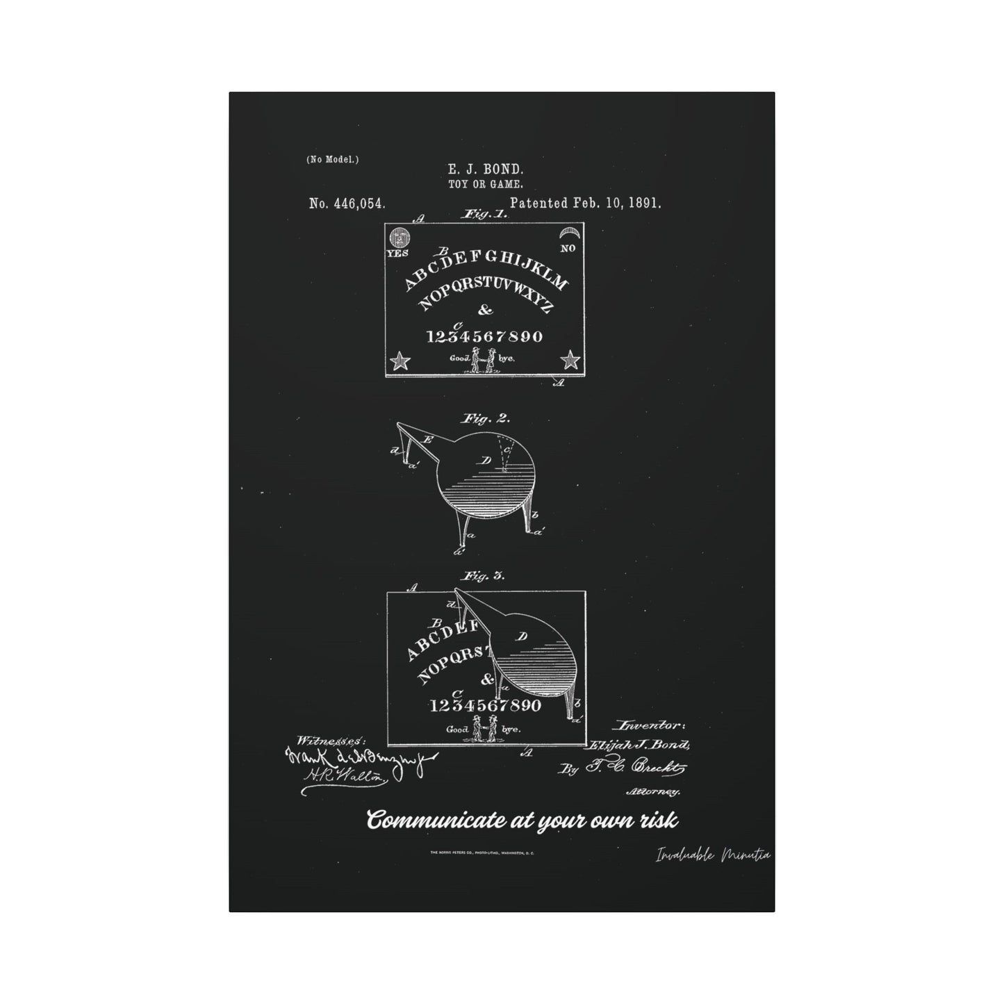 Ouija Board Patent Print (1891) – Gothic Spirit Board Canvas Wall Art