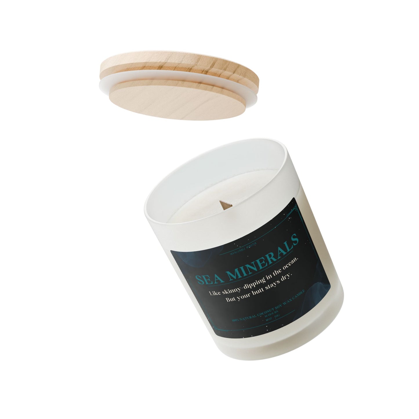11oz Frosted Glass Natural Soy Wax Candle with Wooden Wick – Available in 9 Scents
