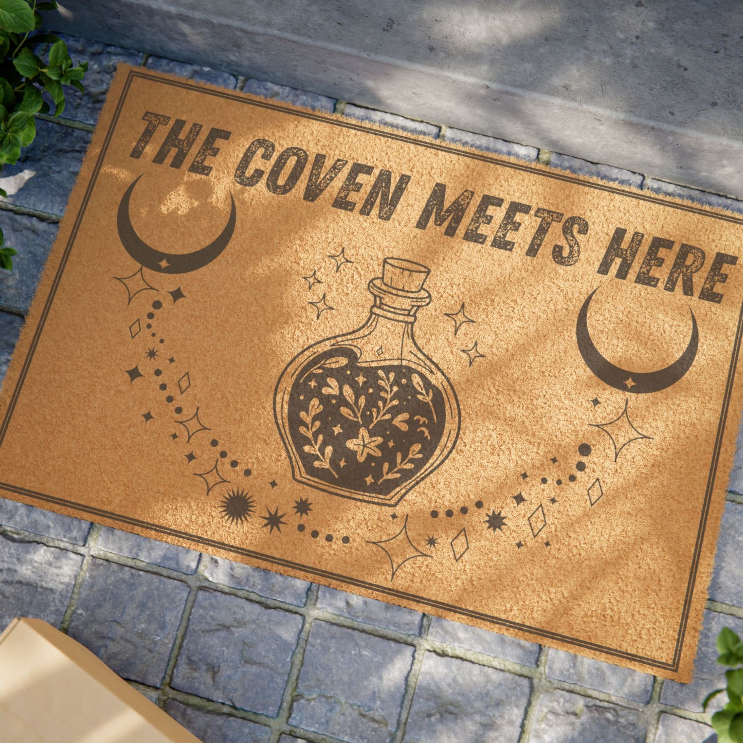The Coven Meets Here Doormat – Witchy Welcome Mat, Gothic Halloween Porch Décor