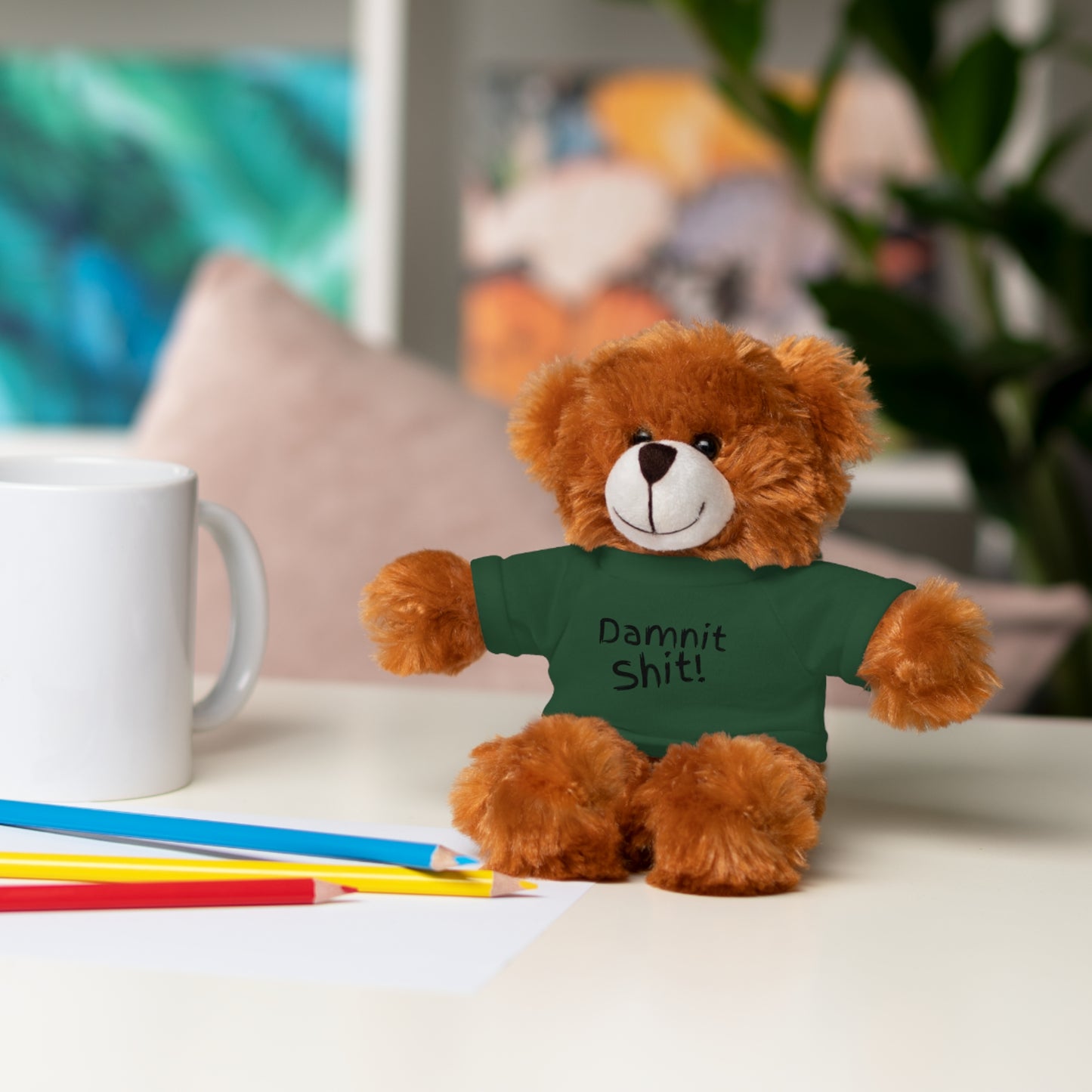 8" Funny Stuffed Animal Gift for Adults, Cute Plush Toy, Humor Bear, Sarcastic Gifts, Quirky Decor, Comfort Toy with Quote