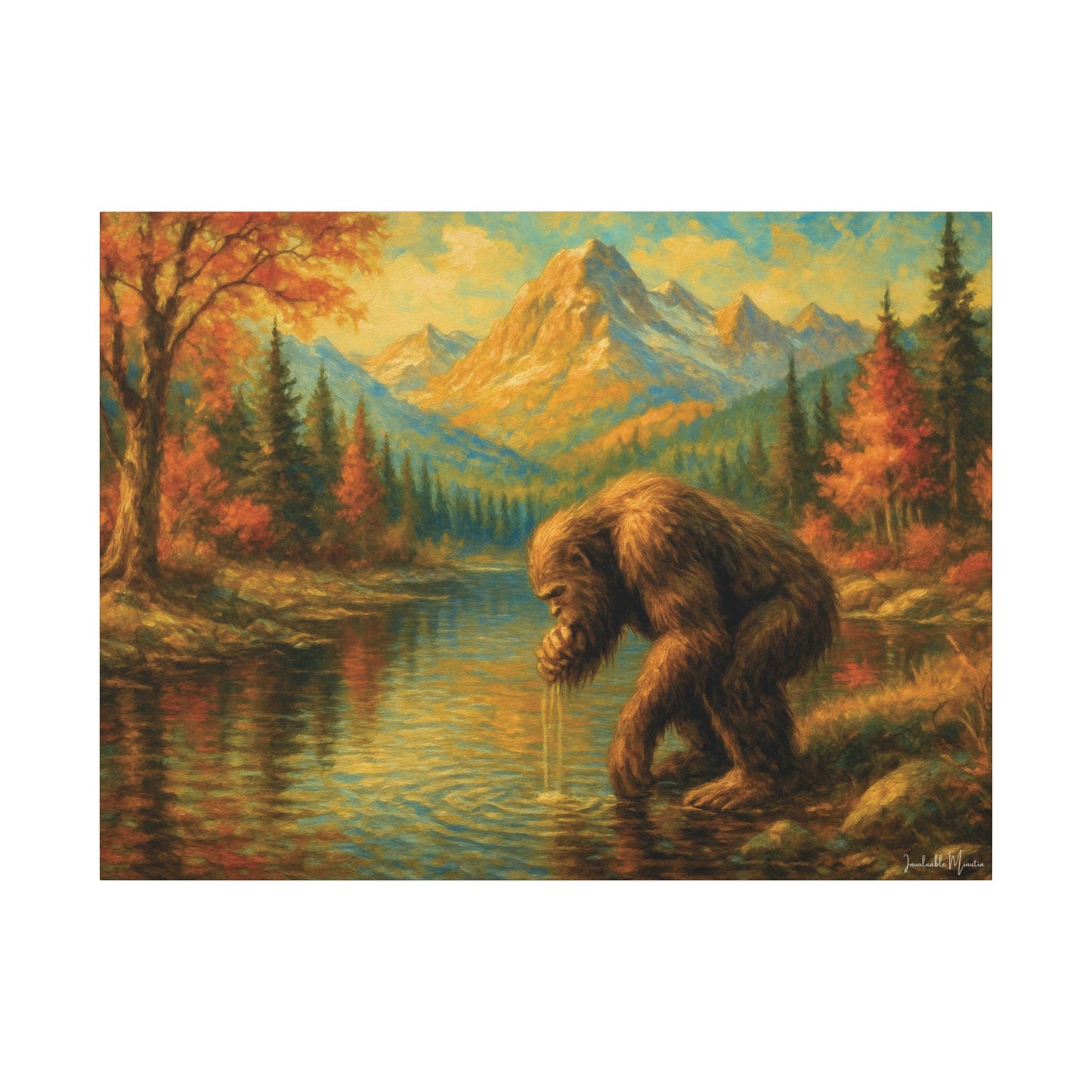 Bigfoot Lake Canvas Print – Autumn Mountain Landscape, Boutique Fine Art Style, Horizontal Nature Wall Art