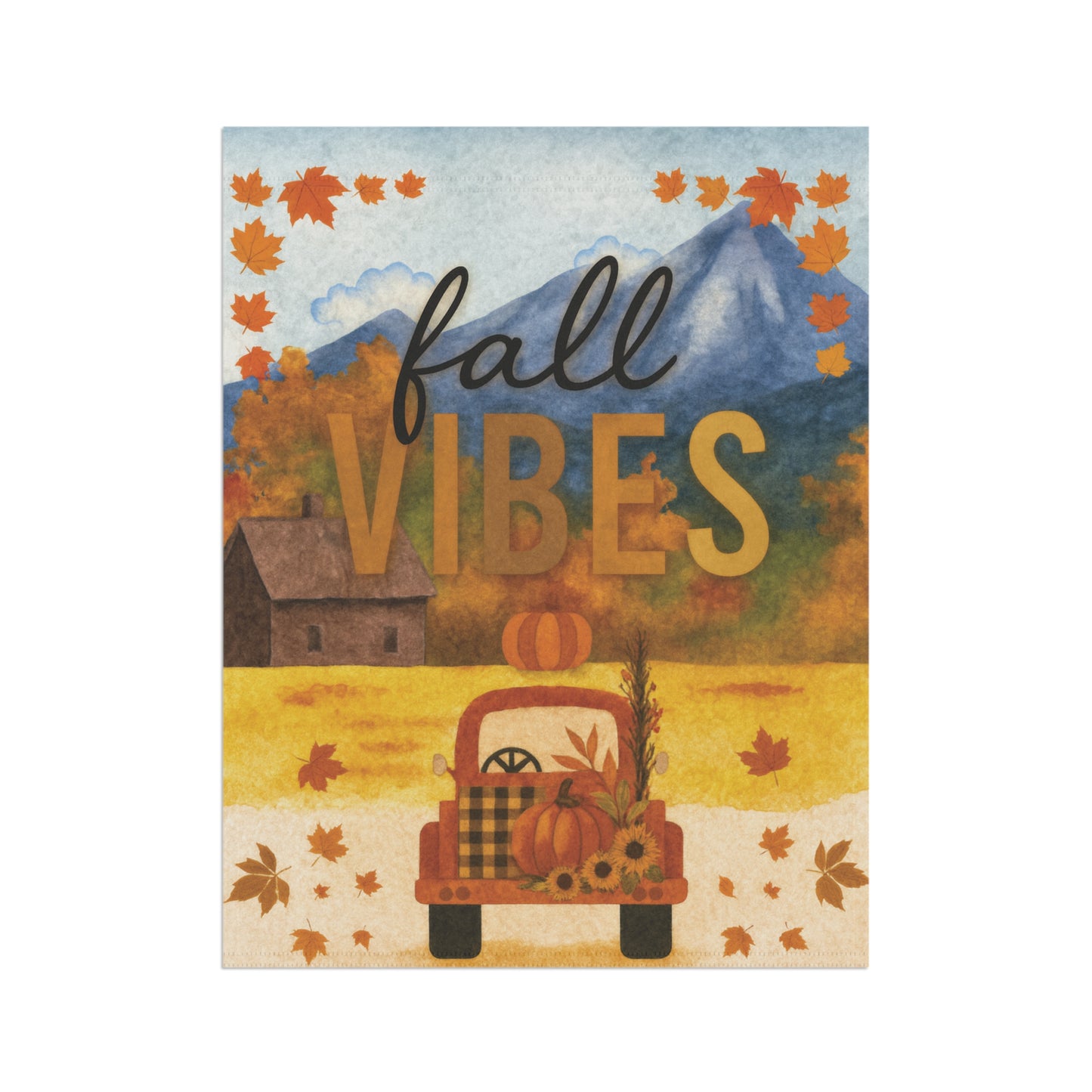 Fall Vibes Flag – Pumpkin Truck Garden Banner & House Flag | Rustic Autumn Outdoor Décor