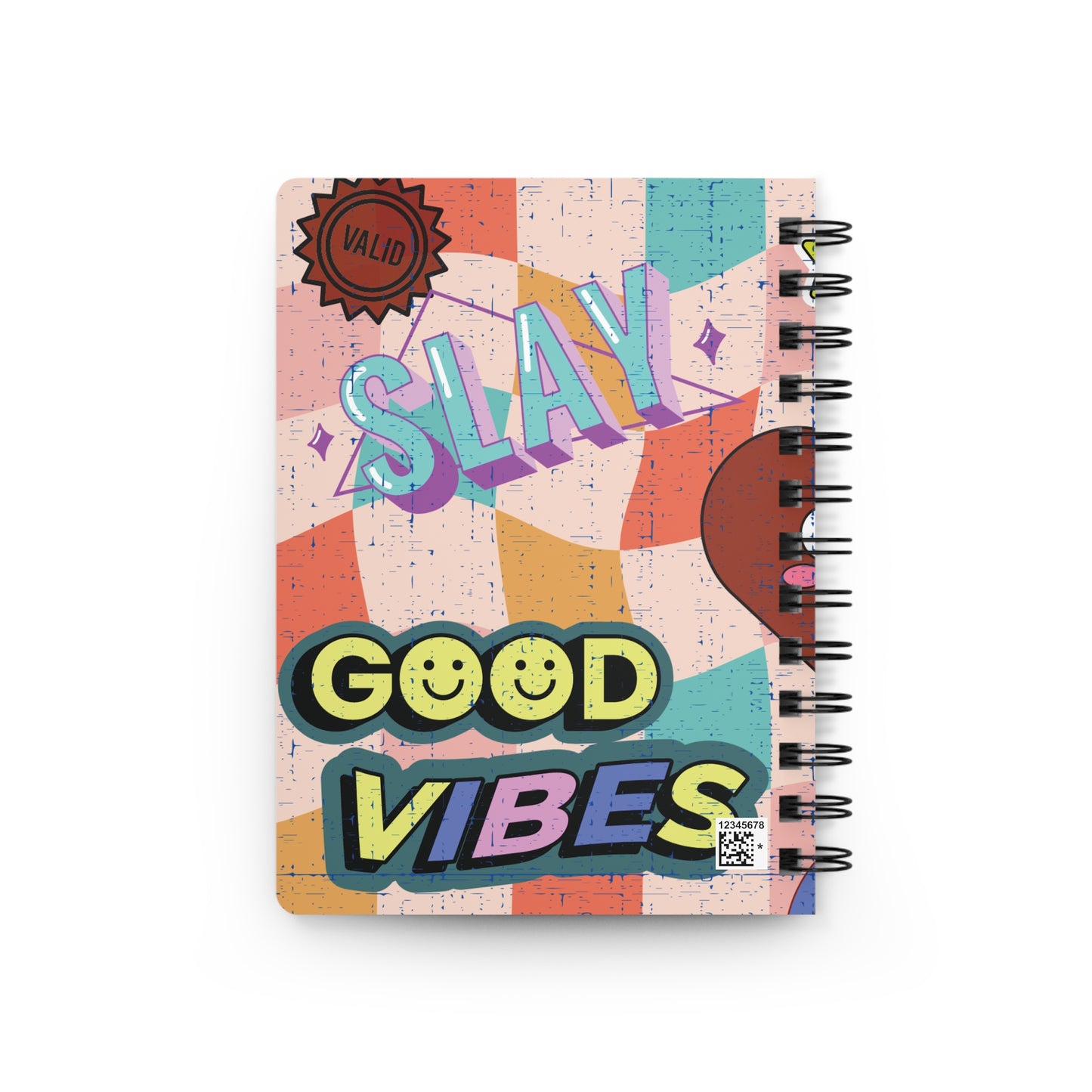 Spiral-Bound Journal Notebook Diary – “Good Vibes” Hardcover Gloss Notebook - Retro Vibes