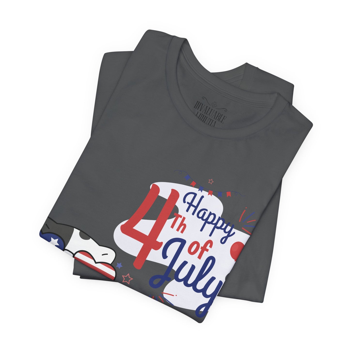 Patriotic Party Cat Tee – Happy 4th of July – Unisex Bella+Canvas Jersey Tee - 4th of July Tee