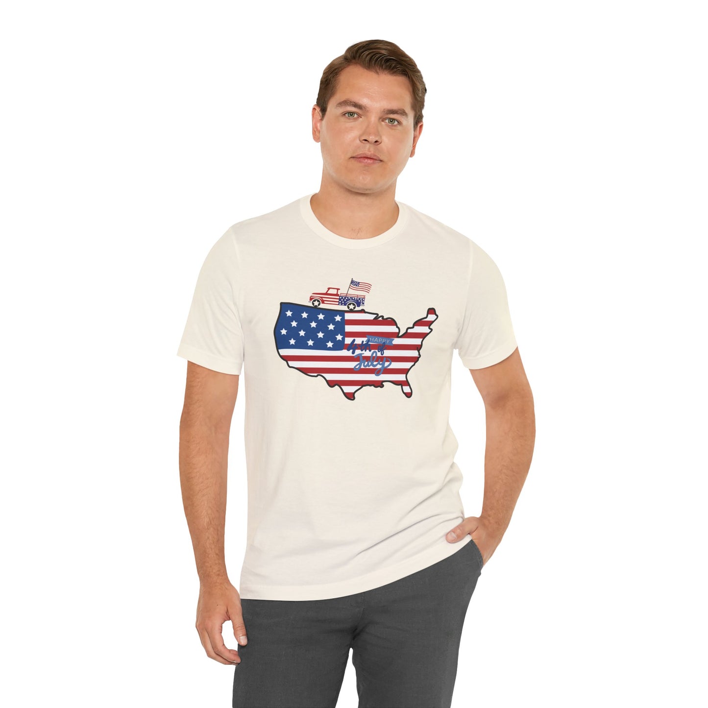 All-American USA Map & Truck Tee β Unisex Bella+Canvas Jersey Tee - 4th of July T-Shirt