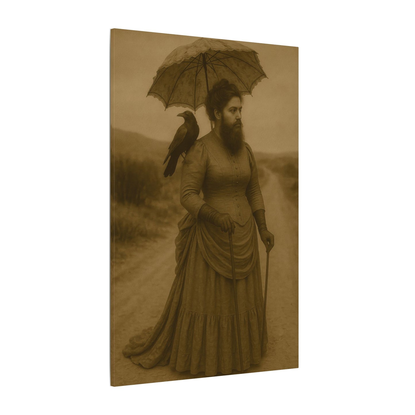 Bearded Lady with Crow β Matte Canvas Print (Gallery-Wrapped) 0.75"