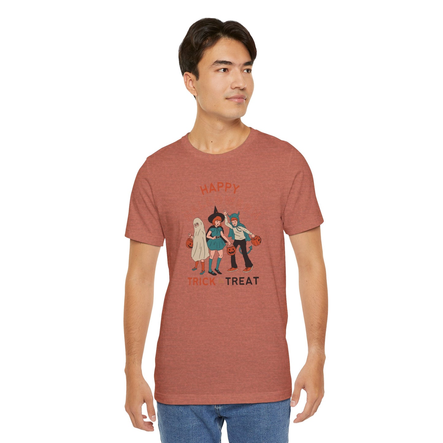 Happy Halloween Trick or Treat Vintage Vibe Tee โ Bella+Canvas 3001