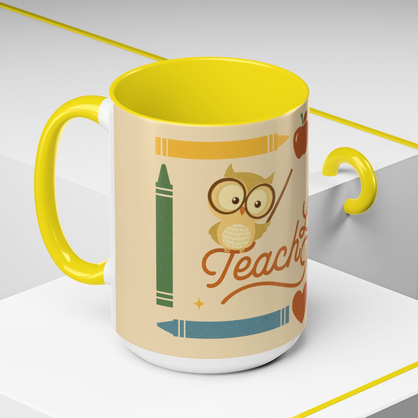 Teach Love Inspire Color Accent Mug (11oz/15oz) – Teacher Gift • Back to School • Durable Ceramic, Dishwasher & Microwave Safe