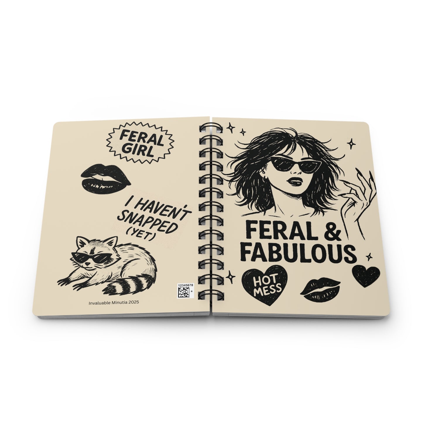 Feral & Fabulous Lined Spiral Notebook – Matte Hardcover Journal with Gloss Finish