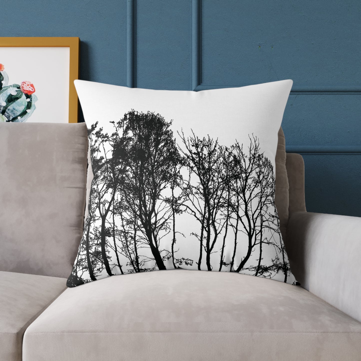 Dead Calm Treeline Silhouette Pillow β Stark Nature Accent for Lovers of the Bare & Bold - Canvas Throw Pillow