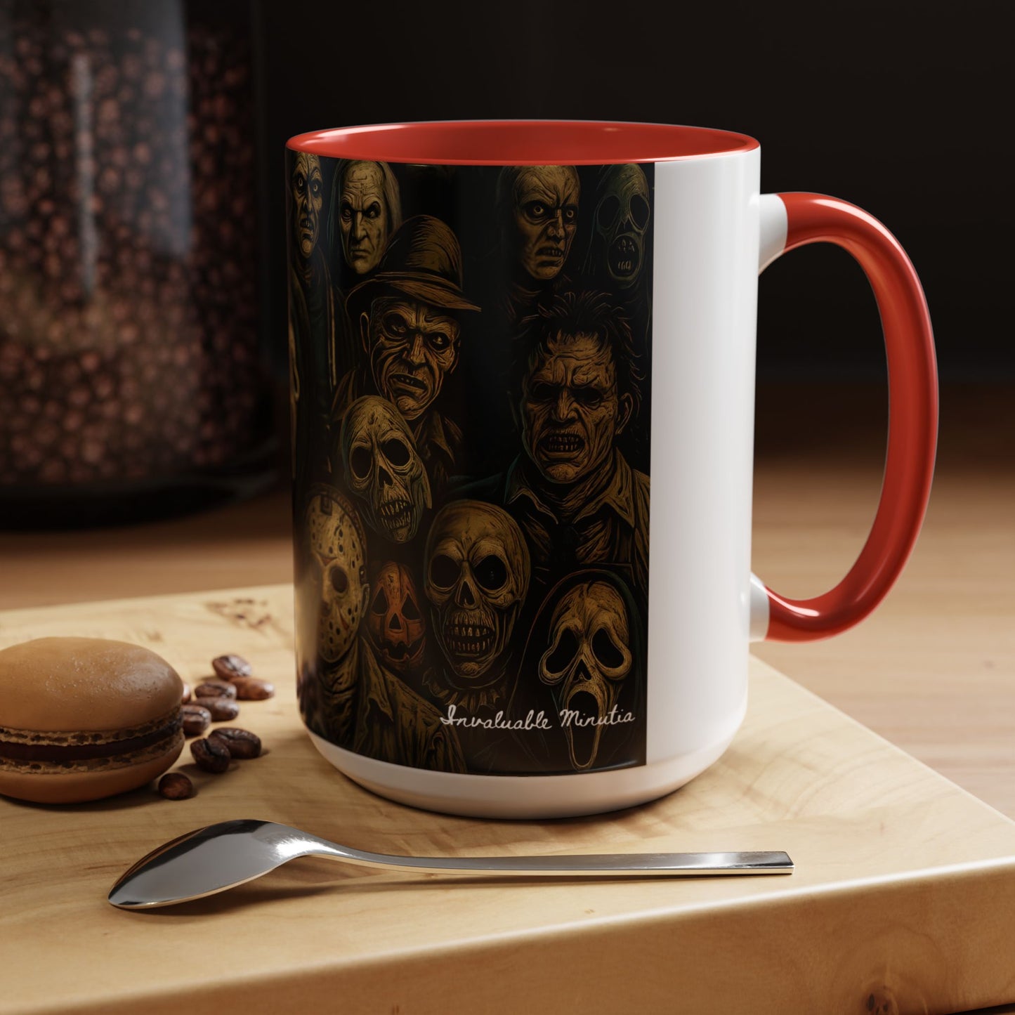 Horror Villain Collage Mug – 15oz & 11oz Ceramic Coffee Mug – Slasher Icons Halloween Gift – Goth Horrorcore Kitchen Decor