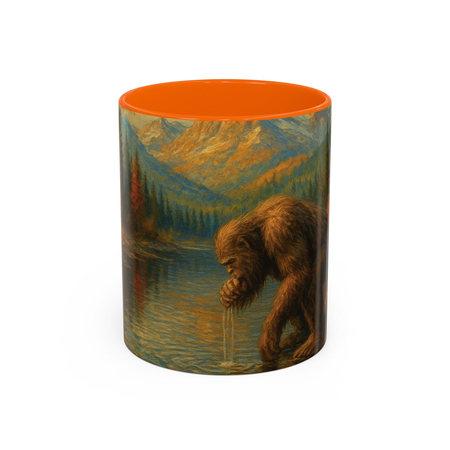 Bigfoot River Scene Mug | Autumn Wilderness Accent Coffee Mug (11oz/15oz)