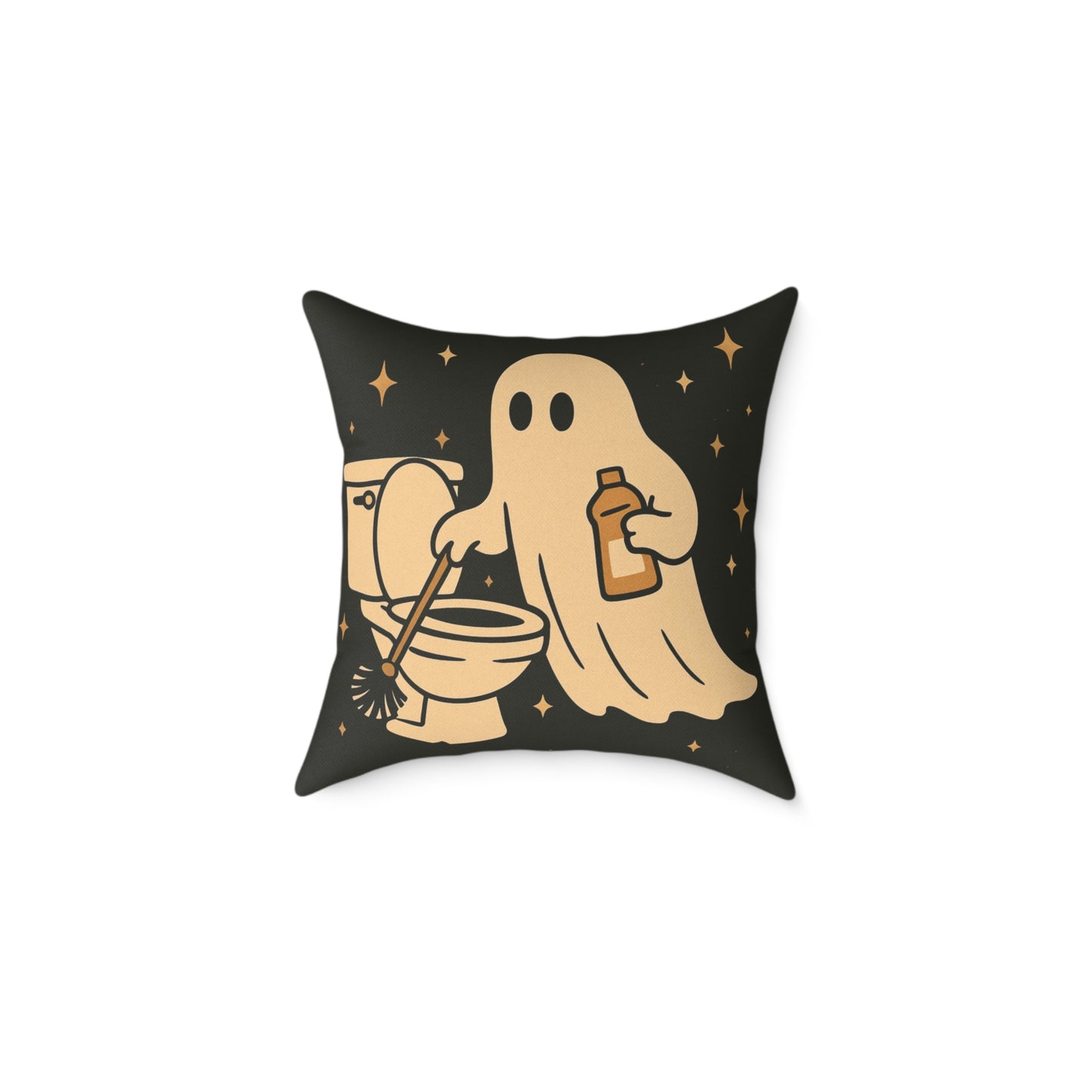 Ghost Cleaning Crew Canvas Throw Pillow β Spooky Chores Collection