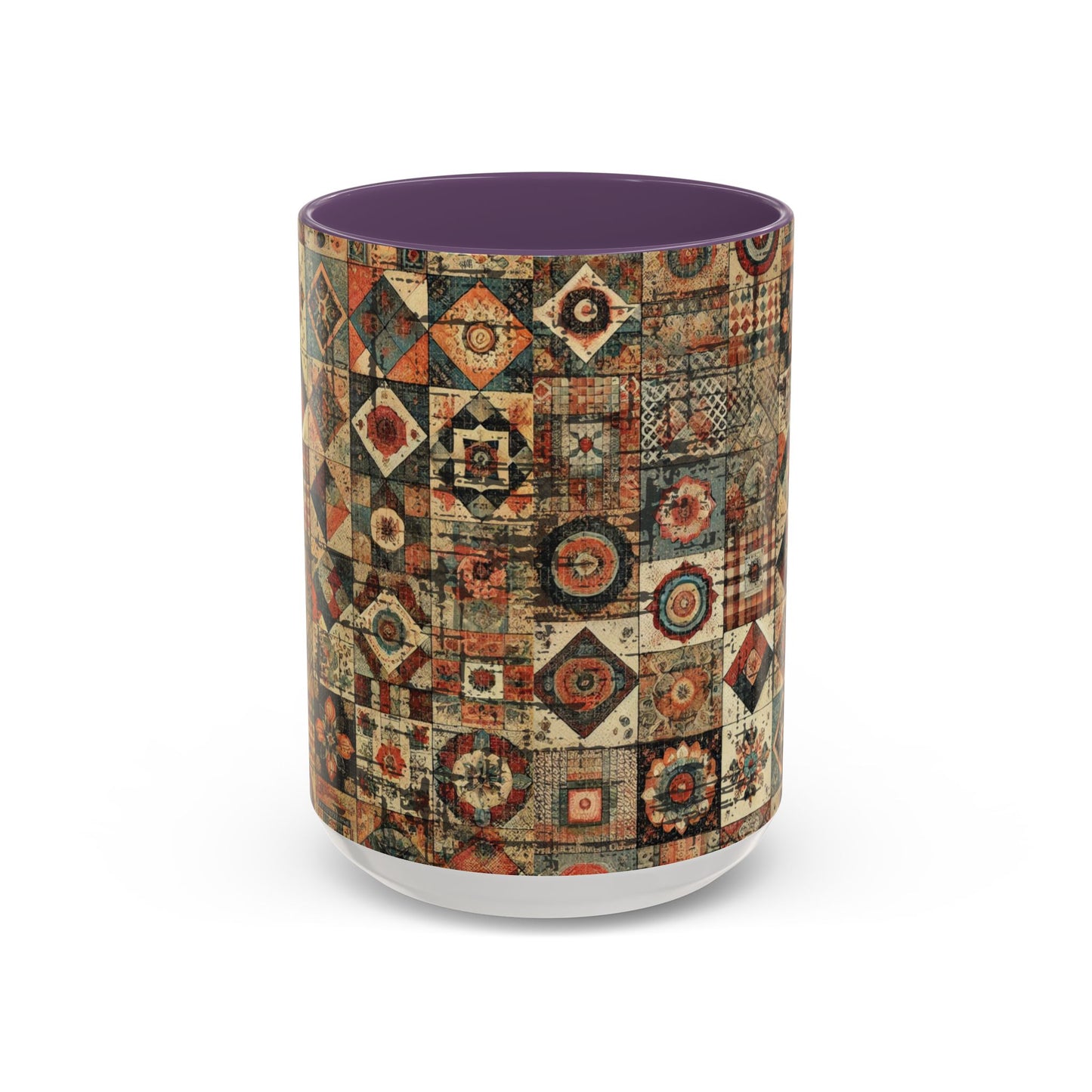 Boho Patchwork Quilt Mug | Vintage Accent Coffee Mug (11oz/15oz)