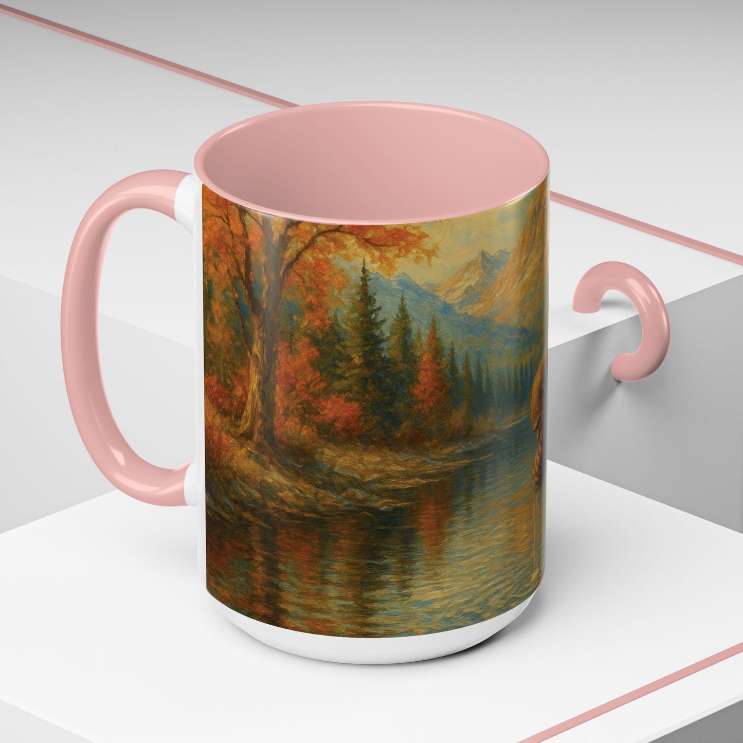 Bigfoot River Scene Mug | Autumn Wilderness Accent Coffee Mug (11oz/15oz)