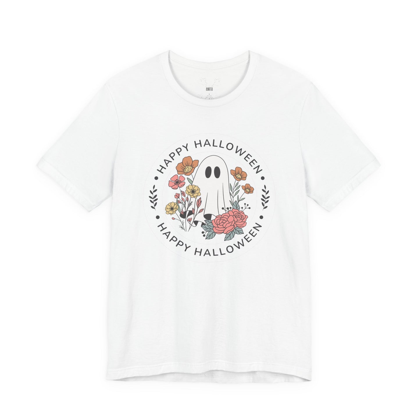 Happy Halloween Floral Ghost Tee – Bella+Canvas 3001
