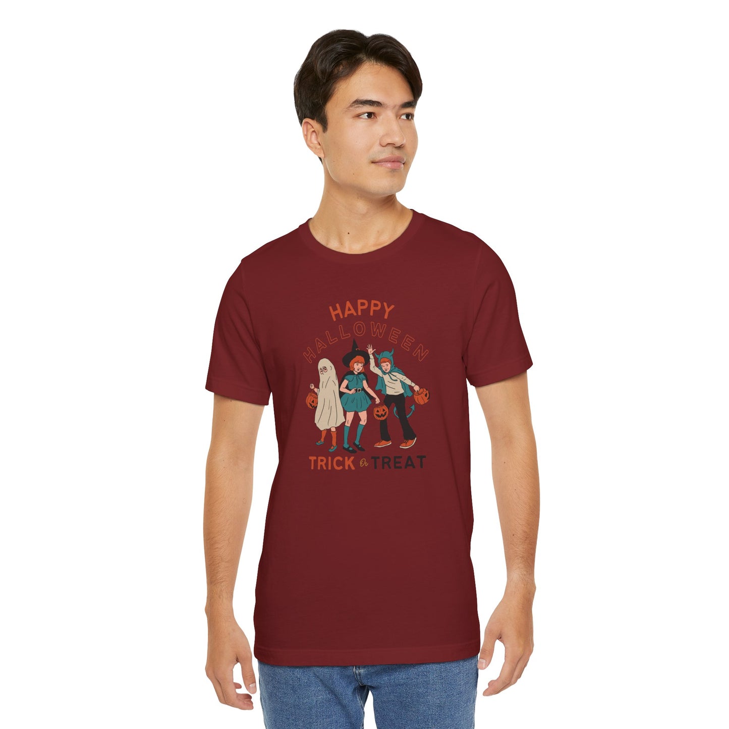 Happy Halloween Trick or Treat Vintage Vibe Tee โ Bella+Canvas 3001