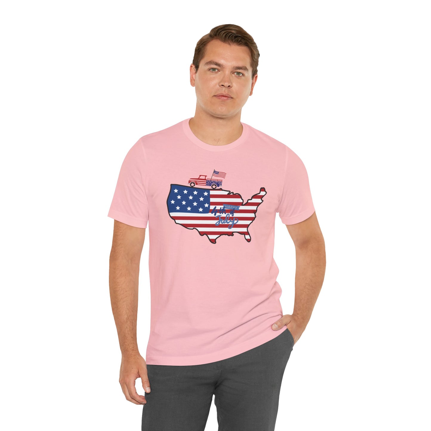All-American USA Map & Truck Tee β Unisex Bella+Canvas Jersey Tee - 4th of July T-Shirt