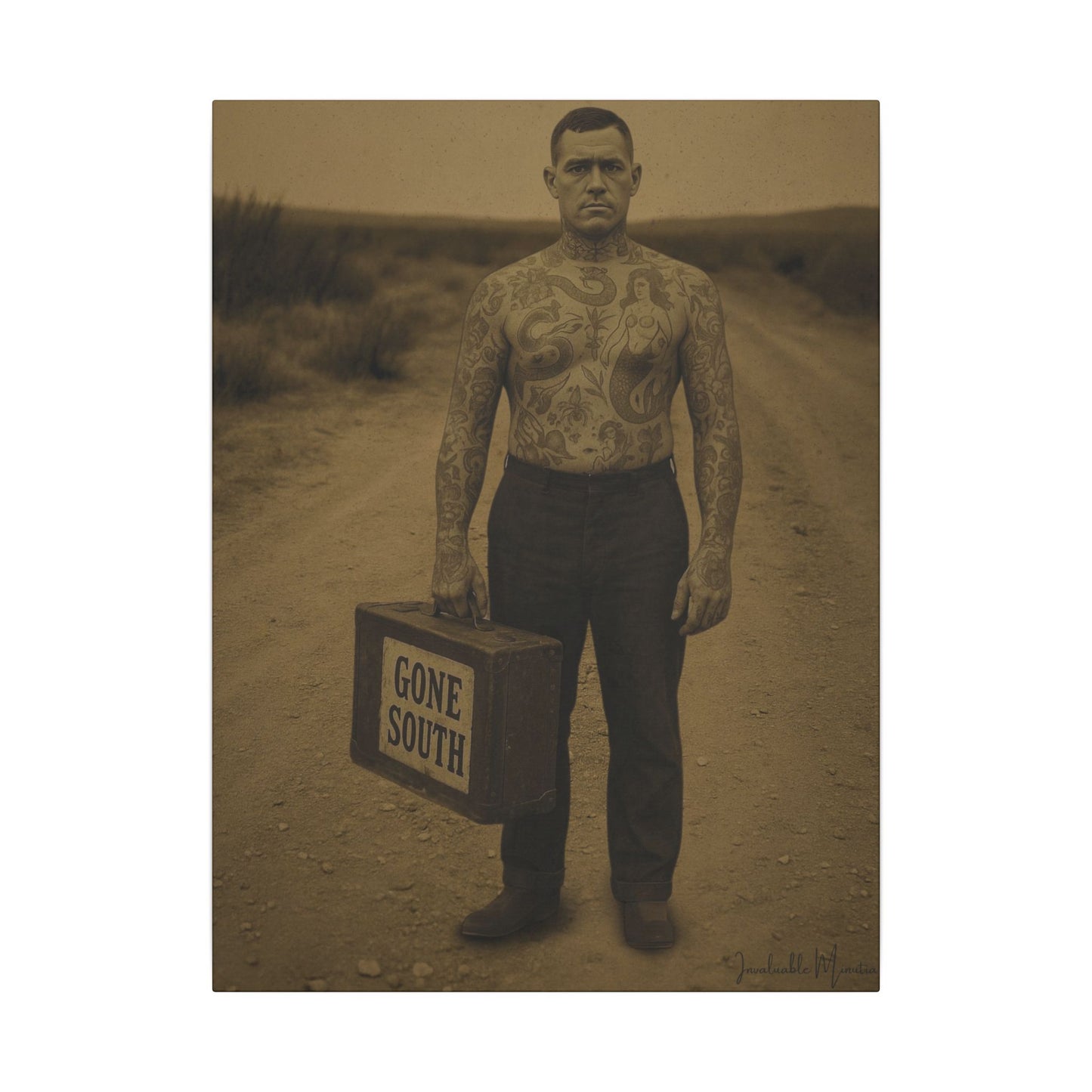 The Tattooed Man – Matte Canvas Print (Gallery-Wrapped) 0.75" – Vintage Circus-Inspired Canvas Wall Art