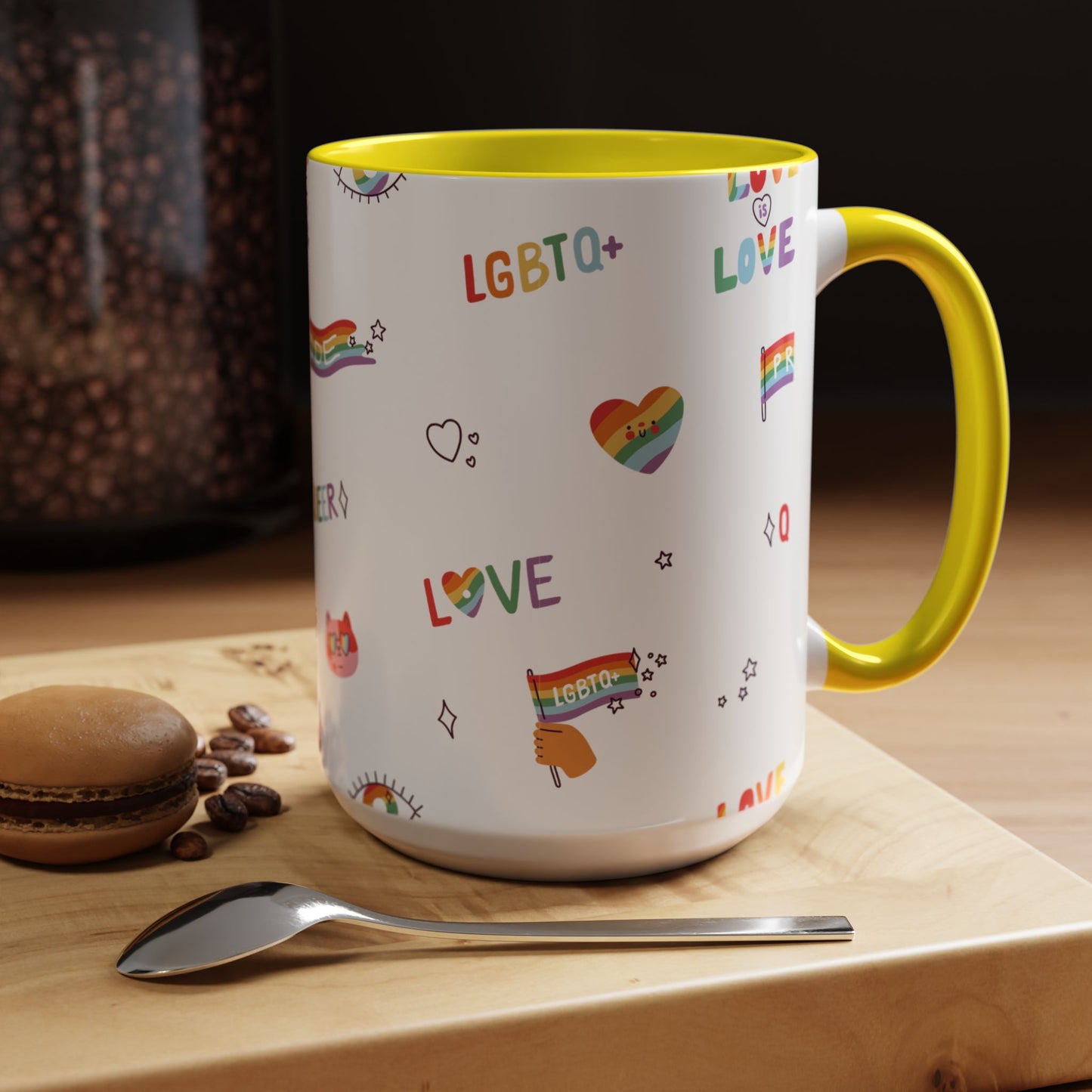 Minimalist Pride Accent Mug | LGBTQ+ Love Ceramic Cup | 11oz & 15oz