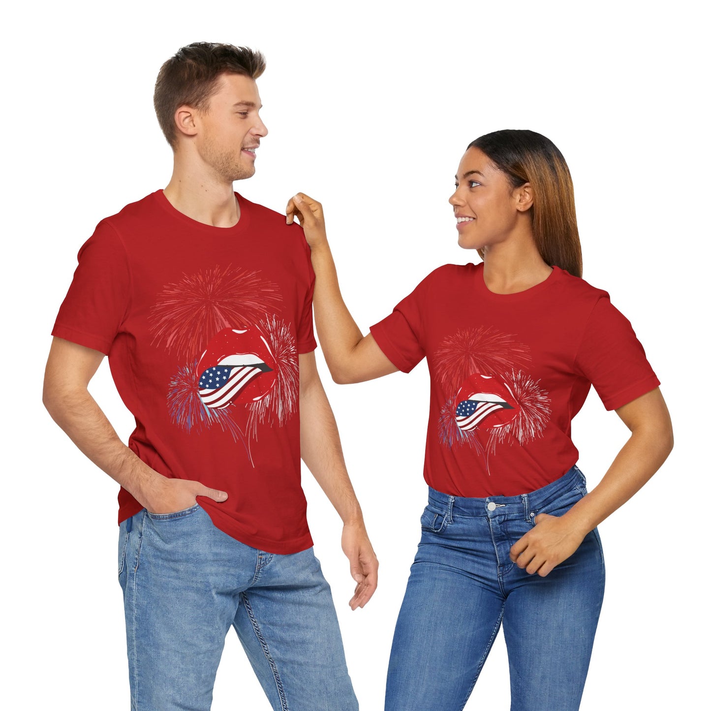 American Flag Lips Tee – Unisex Bella + Canvas Jersey Tee - 4th of July