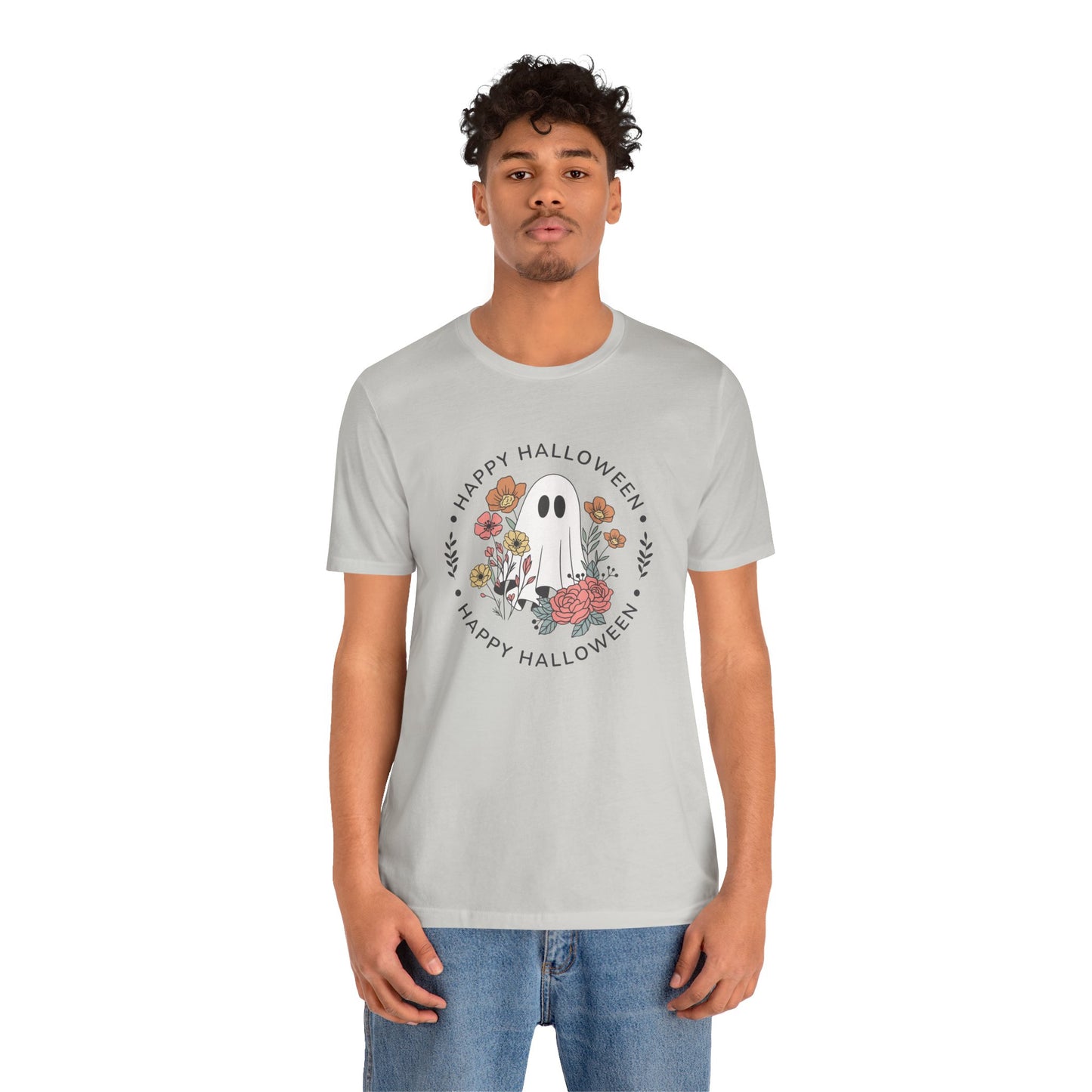 Happy Halloween Floral Ghost Tee – Bella+Canvas 3001