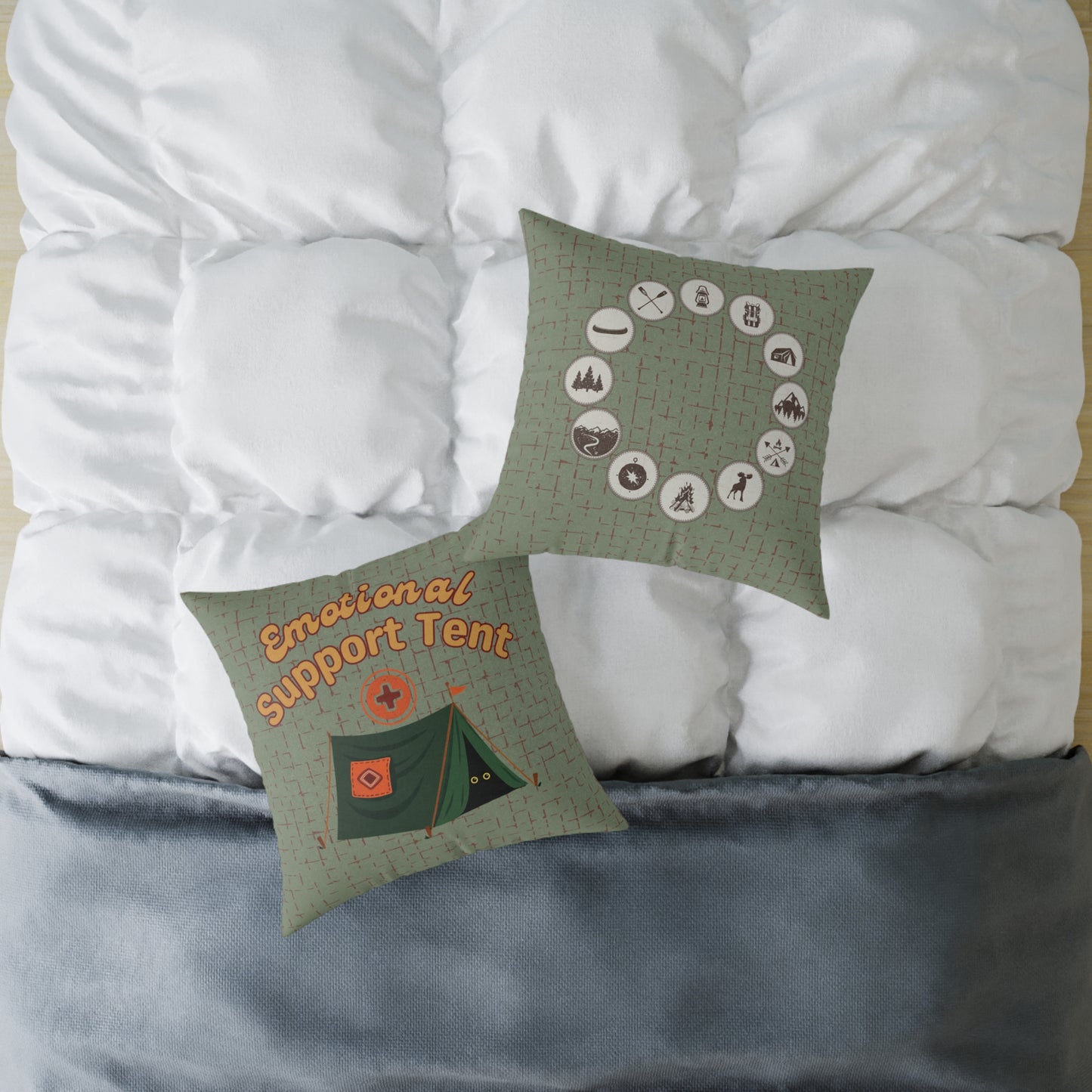 Fun Camping Decor Pillow - Emotional Support Tent β Boutique Canvas Throw Pillow