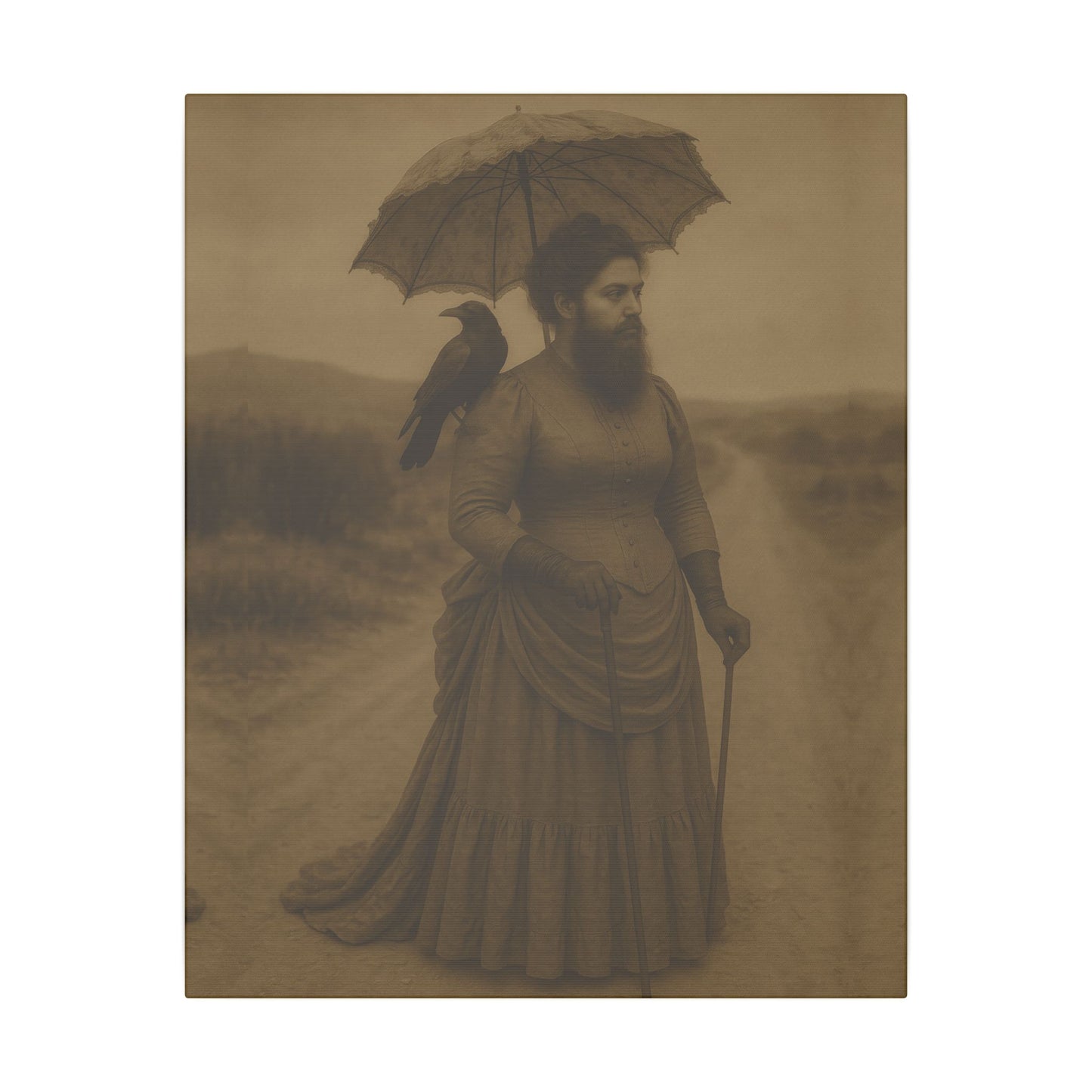 Bearded Lady with Crow β Matte Canvas Print (Gallery-Wrapped) 0.75"
