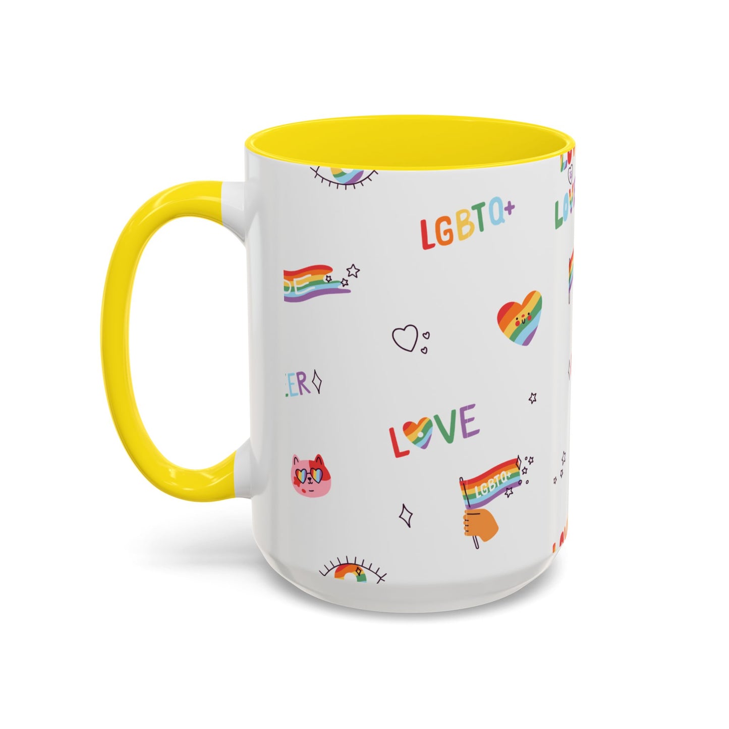 Minimalist Pride Accent Mug | LGBTQ+ Love Ceramic Cup | 11oz & 15oz