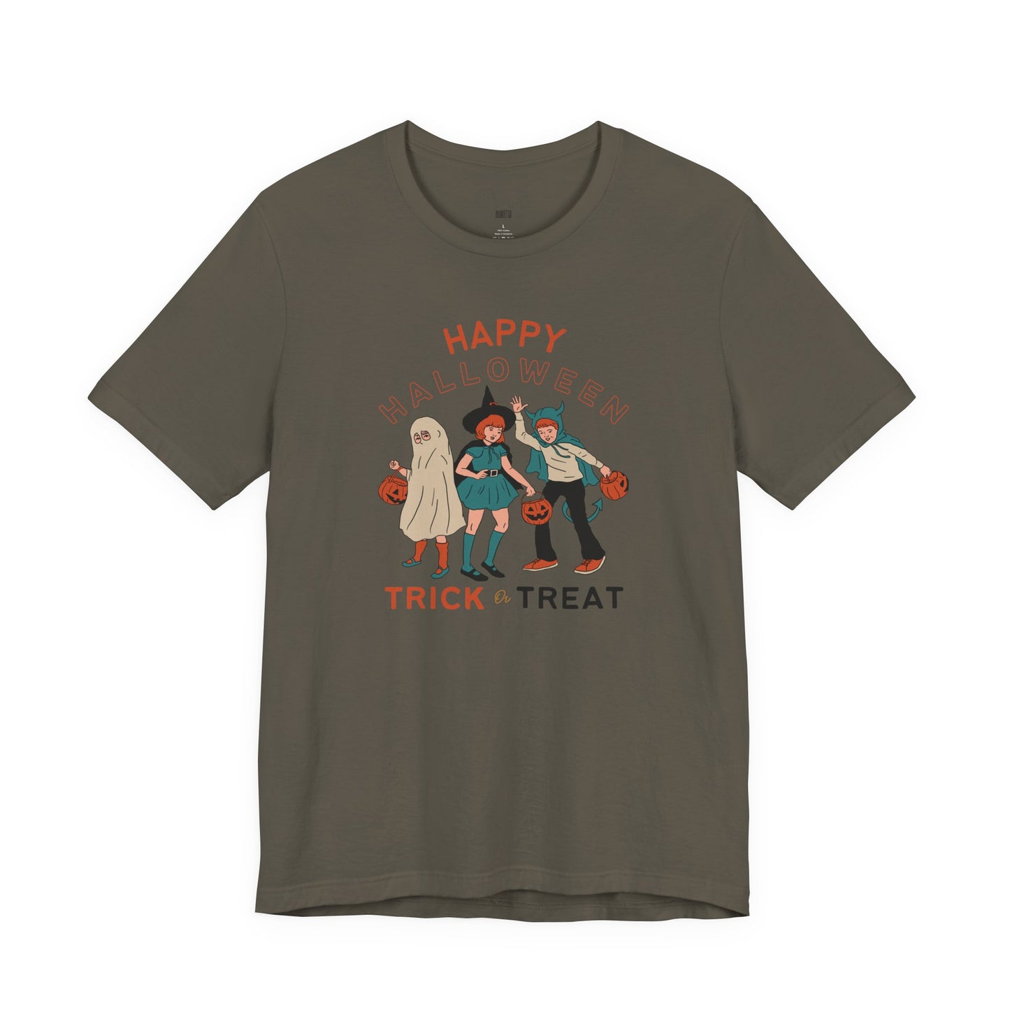 Happy Halloween Trick or Treat Vintage Vibe Tee โ Bella+Canvas 3001