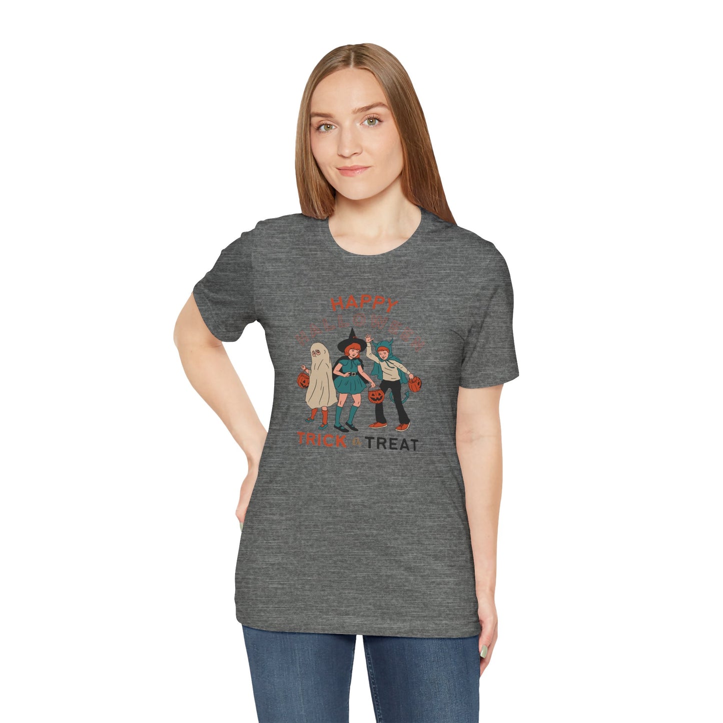 Happy Halloween Trick or Treat Vintage Vibe Tee โ Bella+Canvas 3001