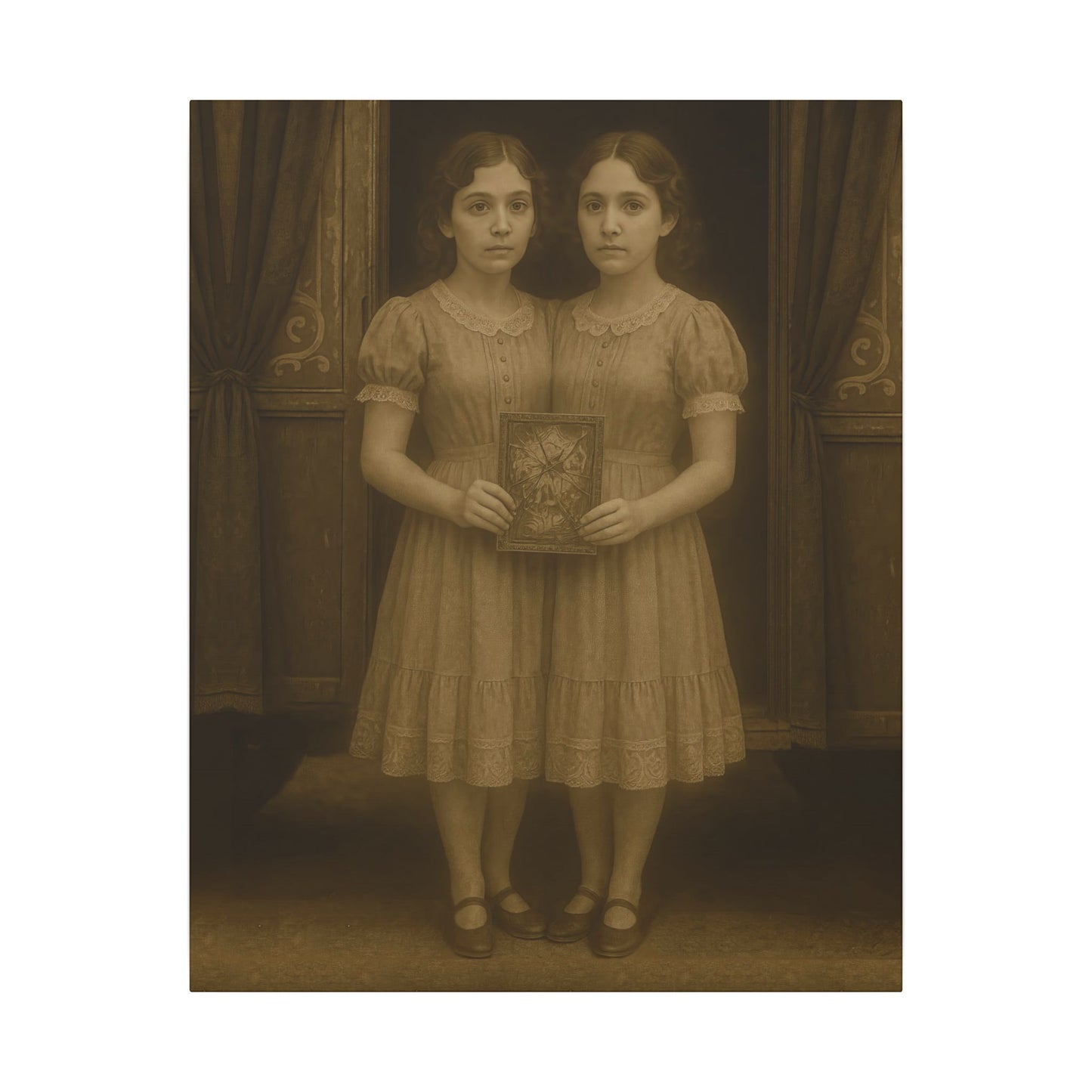 Conjoined Twins – Matte Canvas Print (Gallery-Wrapped) 0.75" – Vintage Circus-Inspired Canvas Wall Art