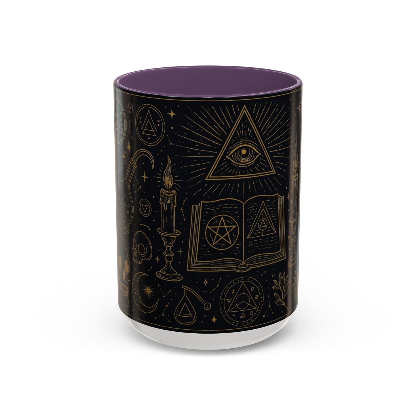 Witchy Aesthetic Coffee Mug โ 15oz Black & Purple Ceramic with Occult Symbols โ Goth Kitchen Decor, Halloween Gift Idea - 11oz/15oz