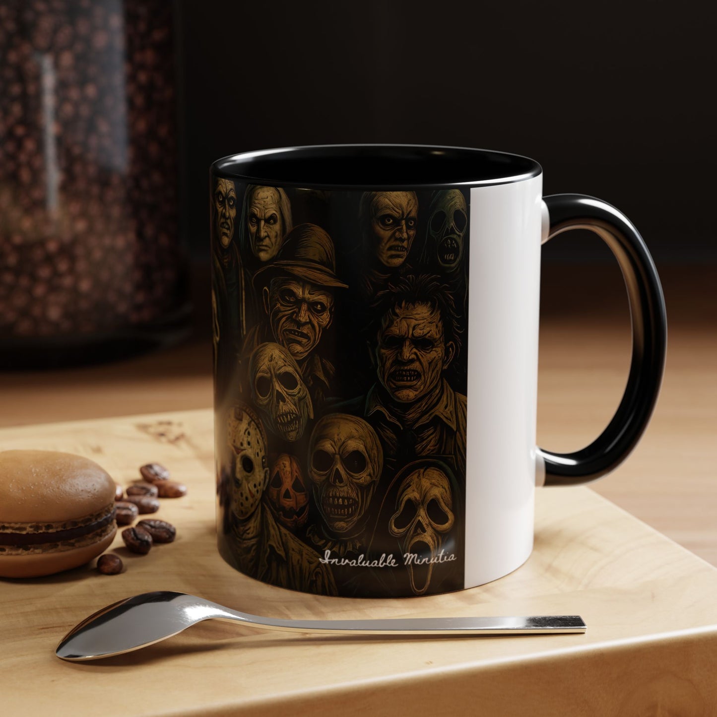 Horror Villain Collage Mug – 15oz & 11oz Ceramic Coffee Mug – Slasher Icons Halloween Gift – Goth Horrorcore Kitchen Decor