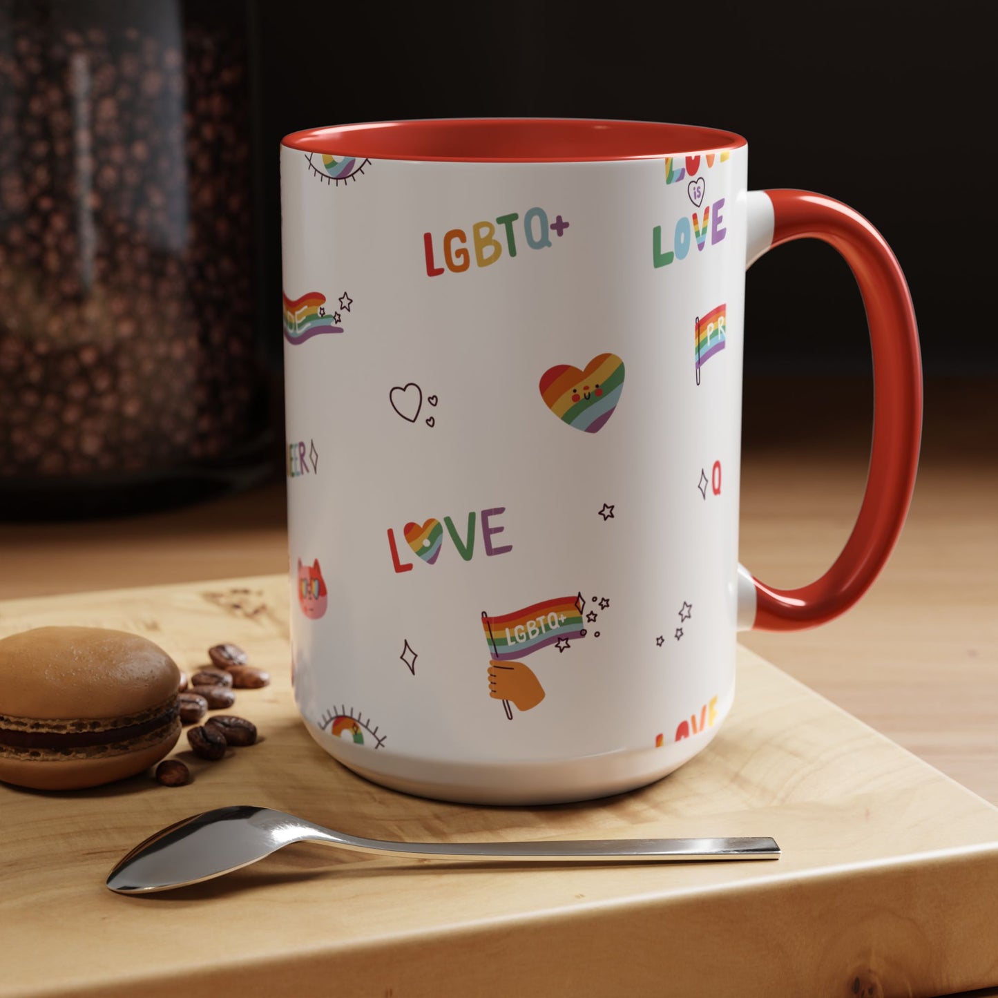 Minimalist Pride Accent Mug | LGBTQ+ Love Ceramic Cup | 11oz & 15oz