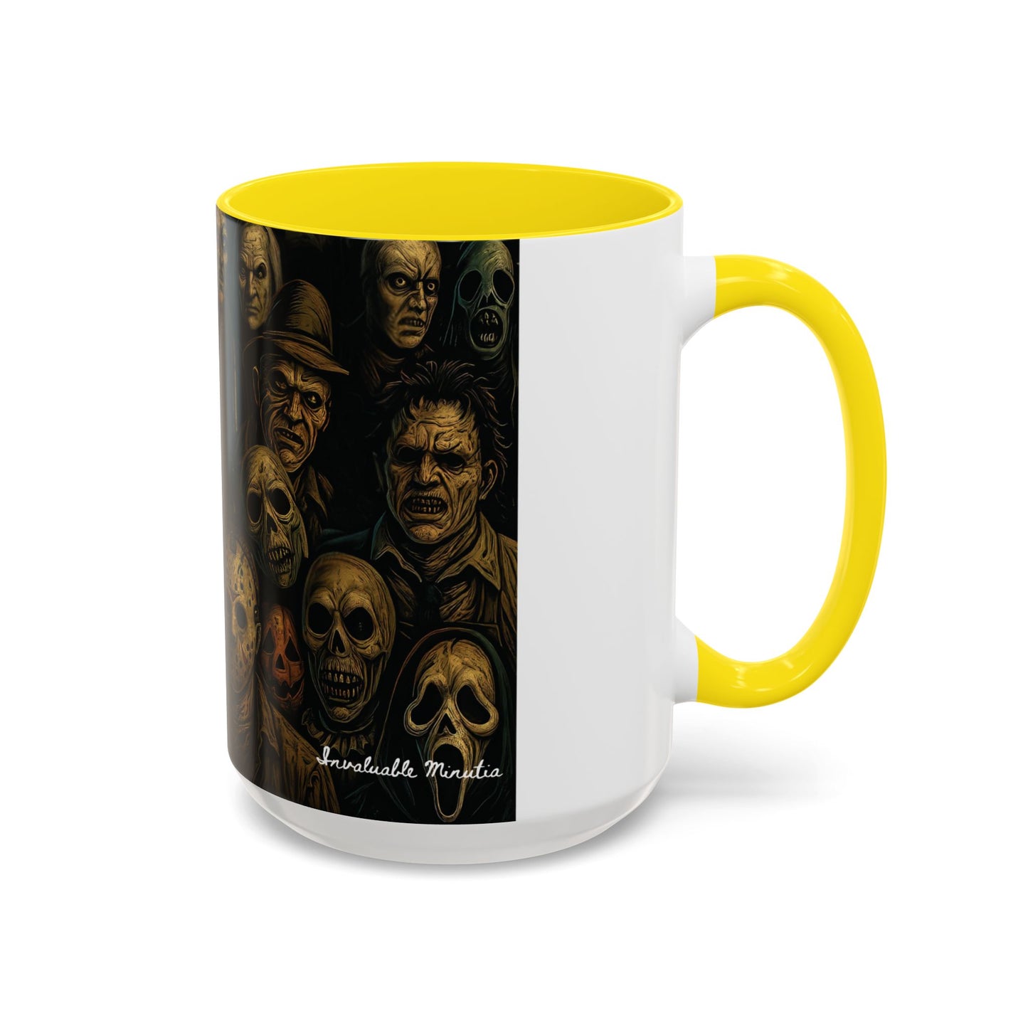 Horror Villain Collage Mug – 15oz & 11oz Ceramic Coffee Mug – Slasher Icons Halloween Gift – Goth Horrorcore Kitchen Decor