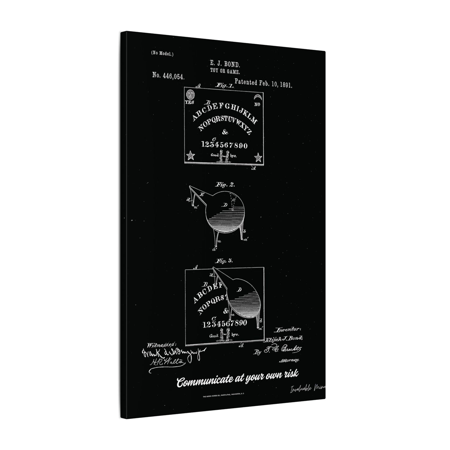 Ouija Board Patent Print (1891) – Gothic Spirit Board Canvas Wall Art