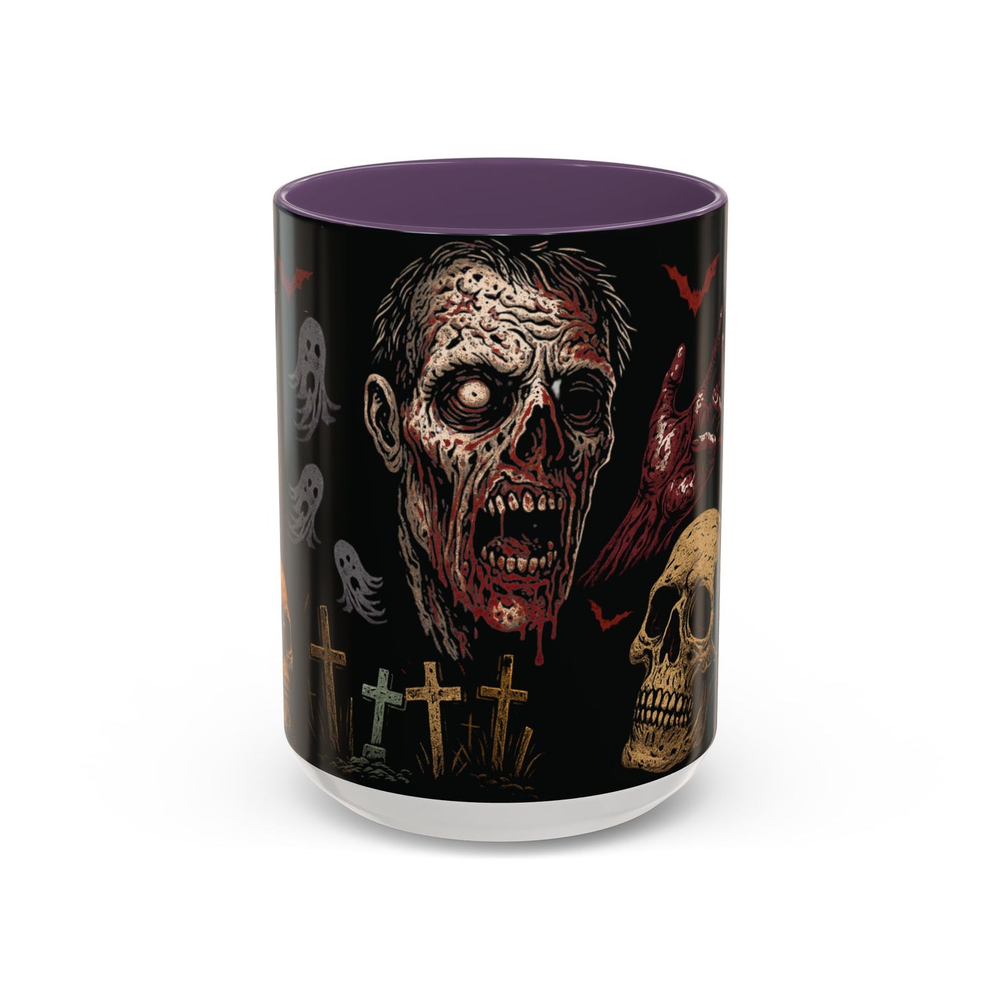 Horror Coffee Mug – Zombie Graveyard Halloween Design – 11oz & 15oz Ceramic – Creepy Goth Kitchen Decor