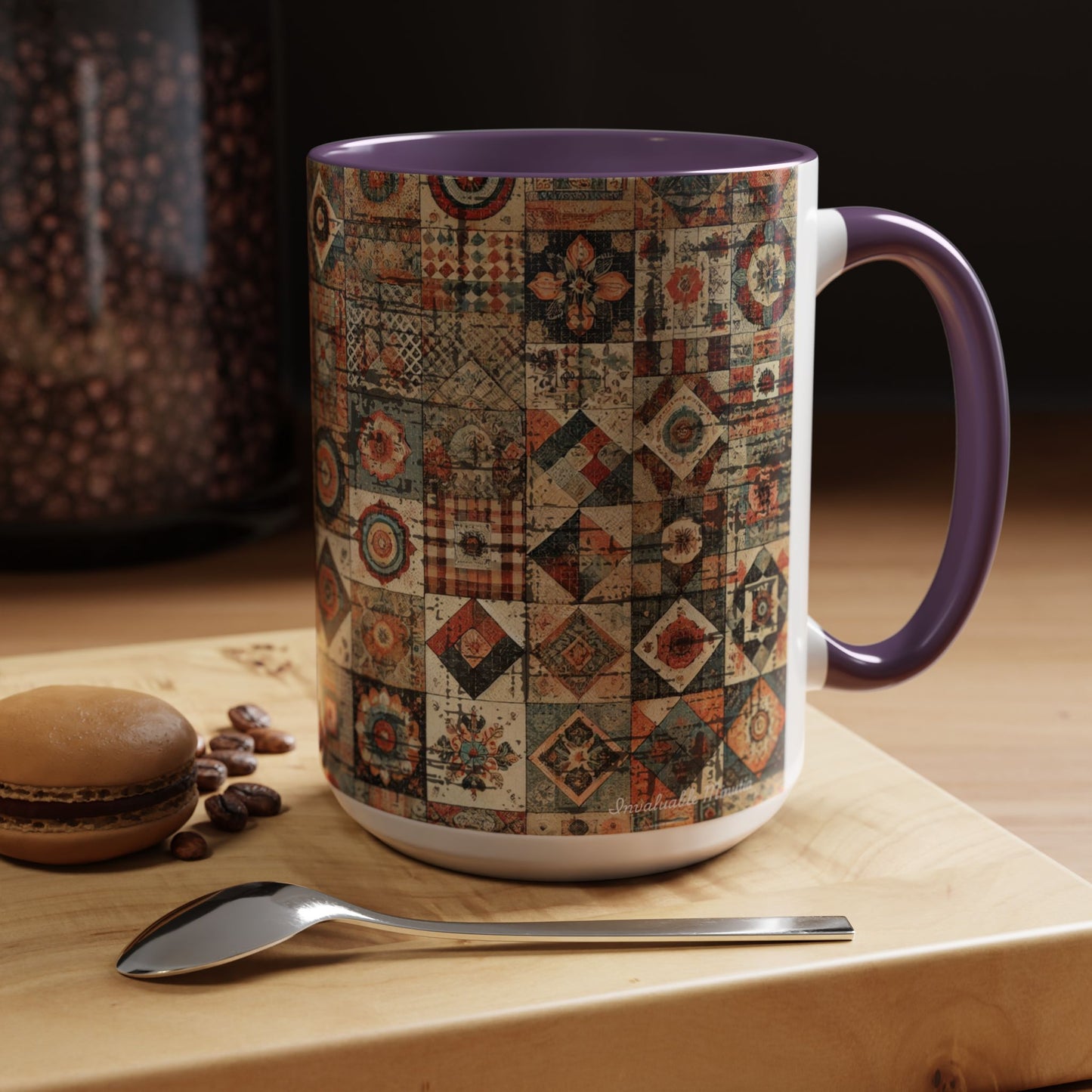 Boho Patchwork Quilt Mug | Vintage Accent Coffee Mug (11oz/15oz)