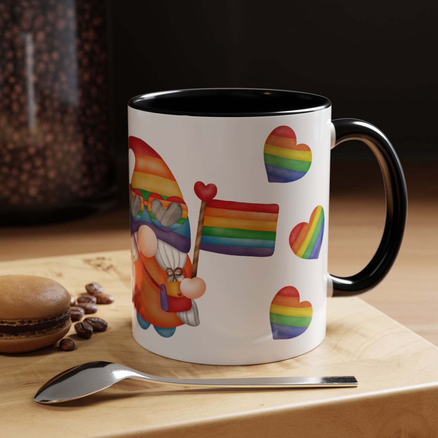 Pride Gnome Accent Mug | Rainbow Love Coffee Cup | 11oz & 15oz