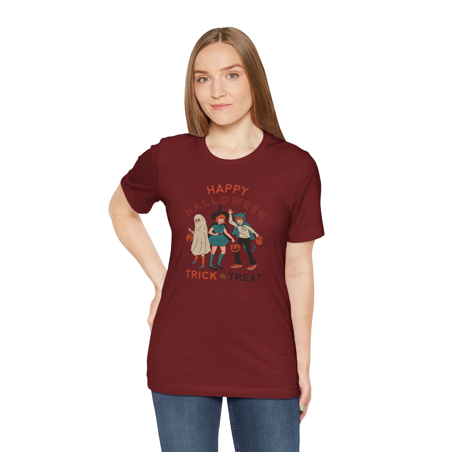 Happy Halloween Trick or Treat Vintage Vibe Tee โ Bella+Canvas 3001