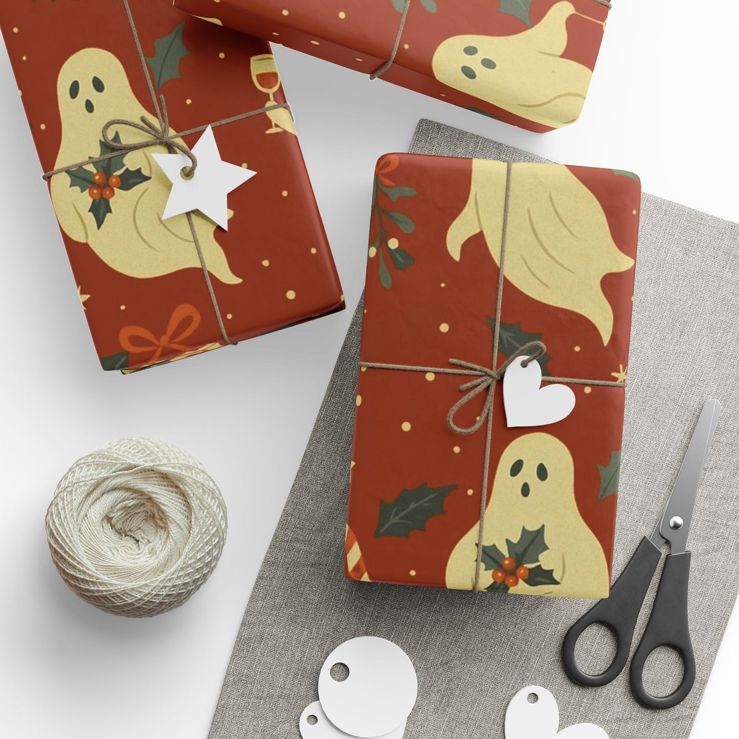 Vintage Holiday Ghosties - Luxury Holiday Wrapping Paper, Victorian Ghost Gift Wrap, 30" Roll (Matte/Gloss)