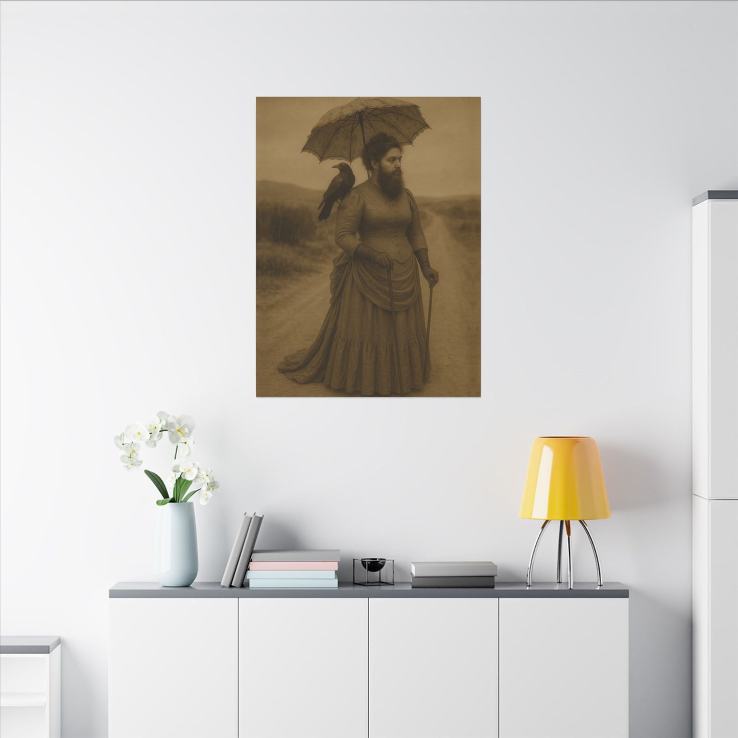 Bearded Lady with Crow β Matte Canvas Print (Gallery-Wrapped) 0.75"