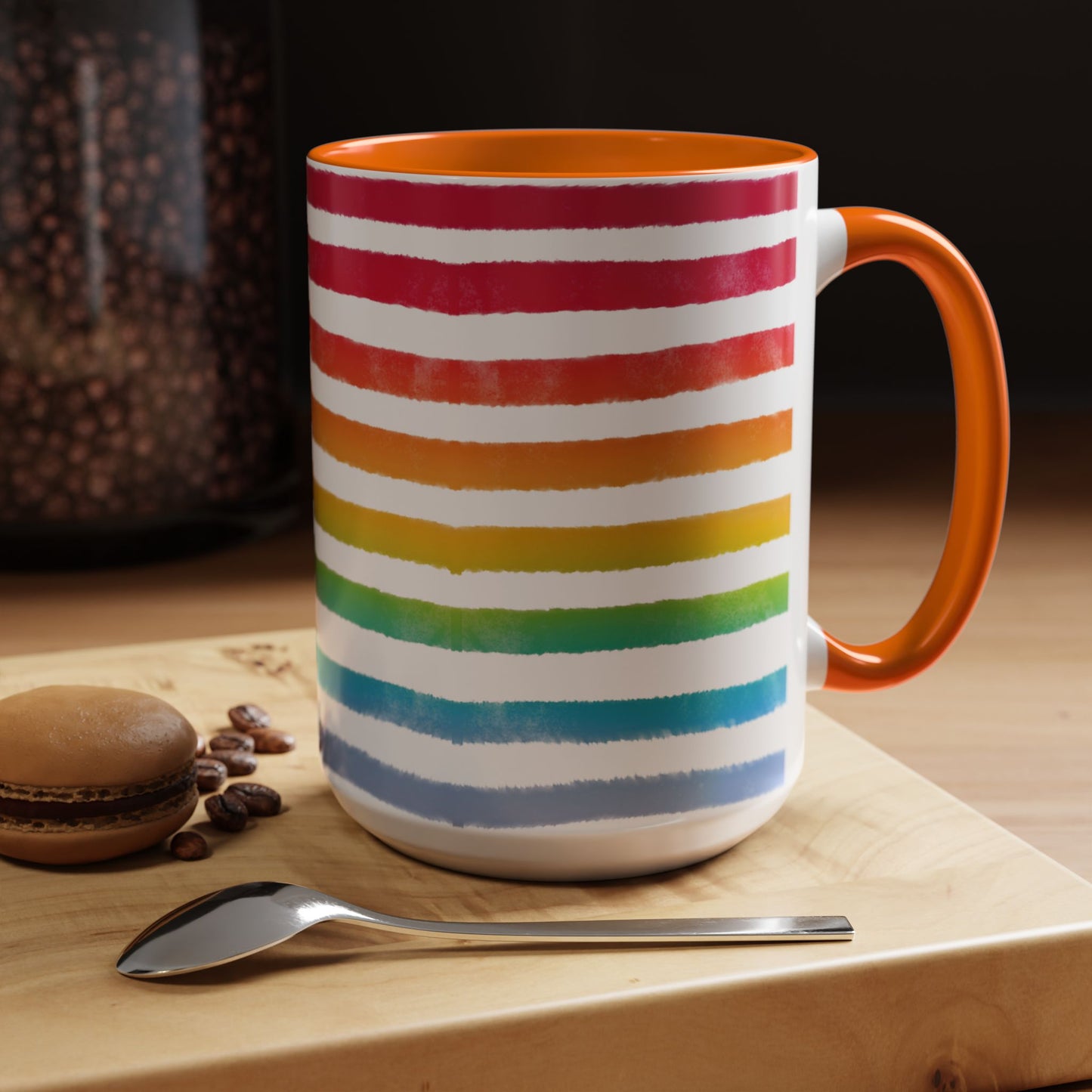 π Bold Rainbow Stripes Pride Mug | 11oz/15oz | Purple Accent