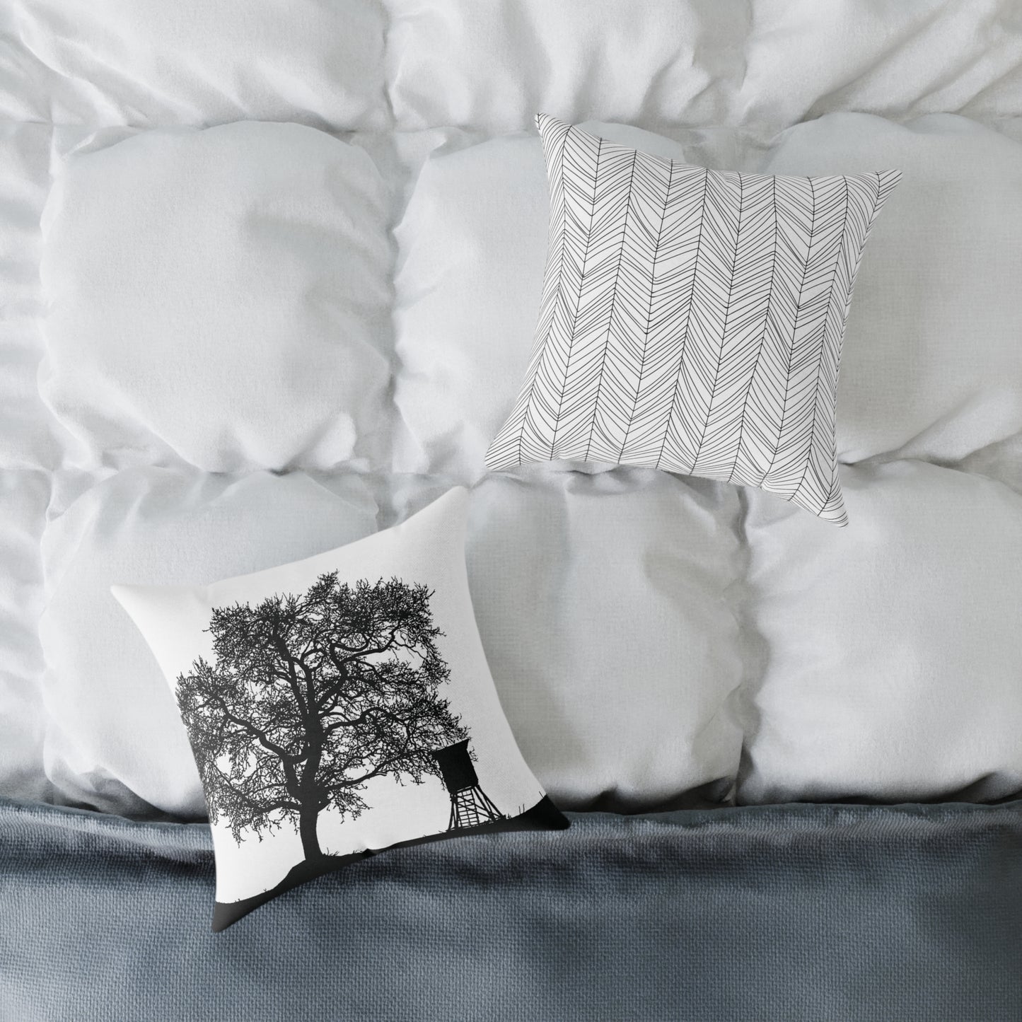 Lone Tree & Water Tower Silhouette Throw Pillow β Dark Countrycore Accent for Moody Spaces Home Decor Throw Pillows