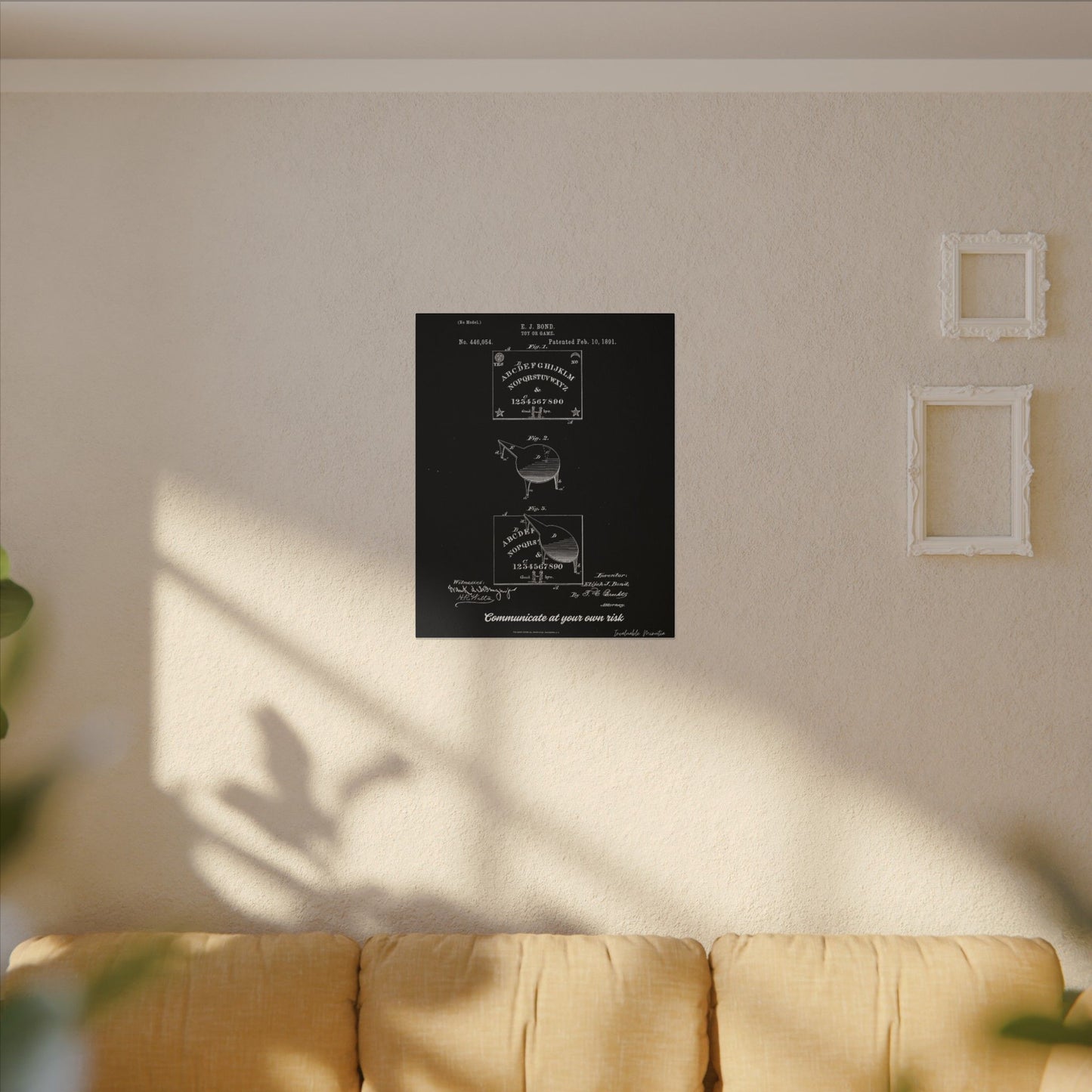 Ouija Board Patent Print (1891) – Gothic Spirit Board Canvas Wall Art