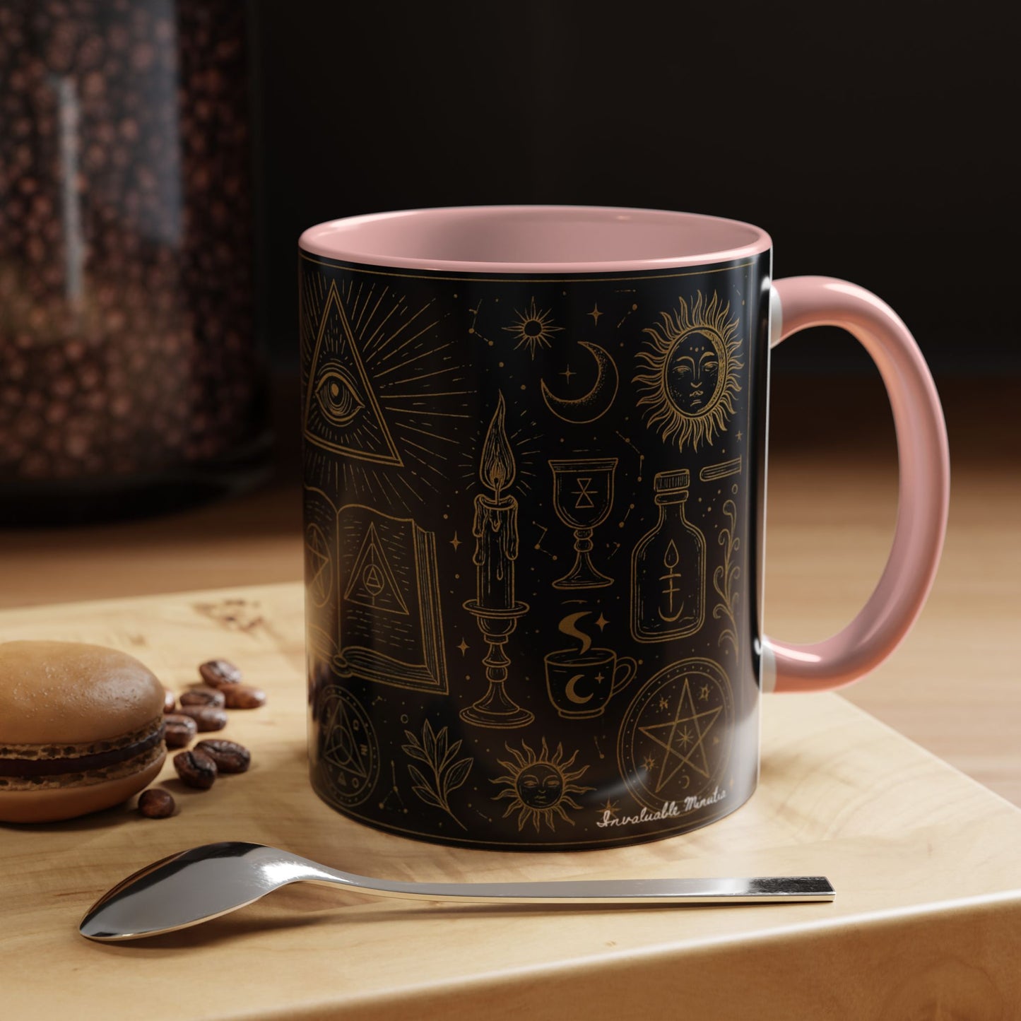 Witchy Aesthetic Coffee Mug โ 15oz Black & Purple Ceramic with Occult Symbols โ Goth Kitchen Decor, Halloween Gift Idea - 11oz/15oz